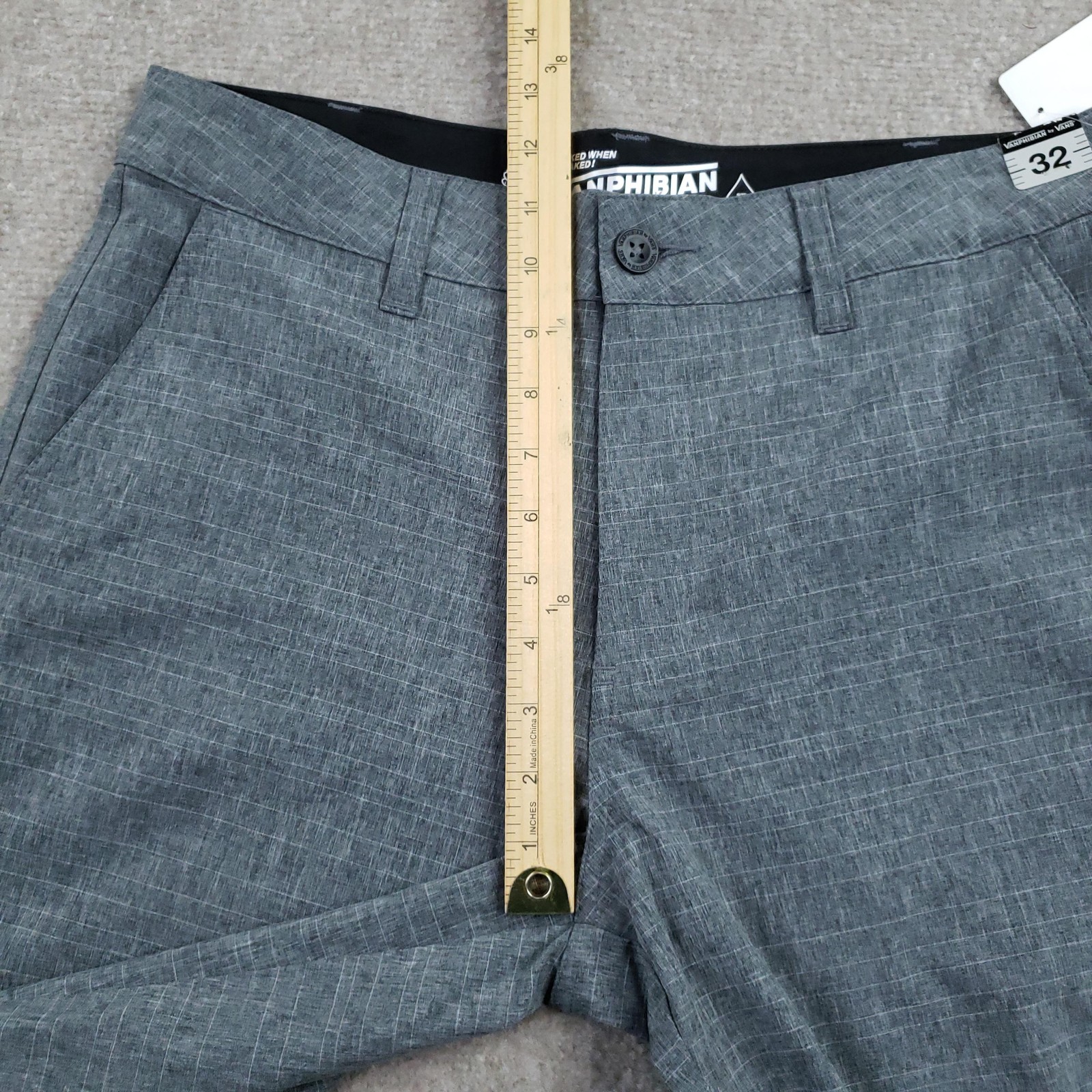 Vanphibian By Vans Short Mens 32 Gray Quick Dry Stretch Pockets Back Pocket Swim