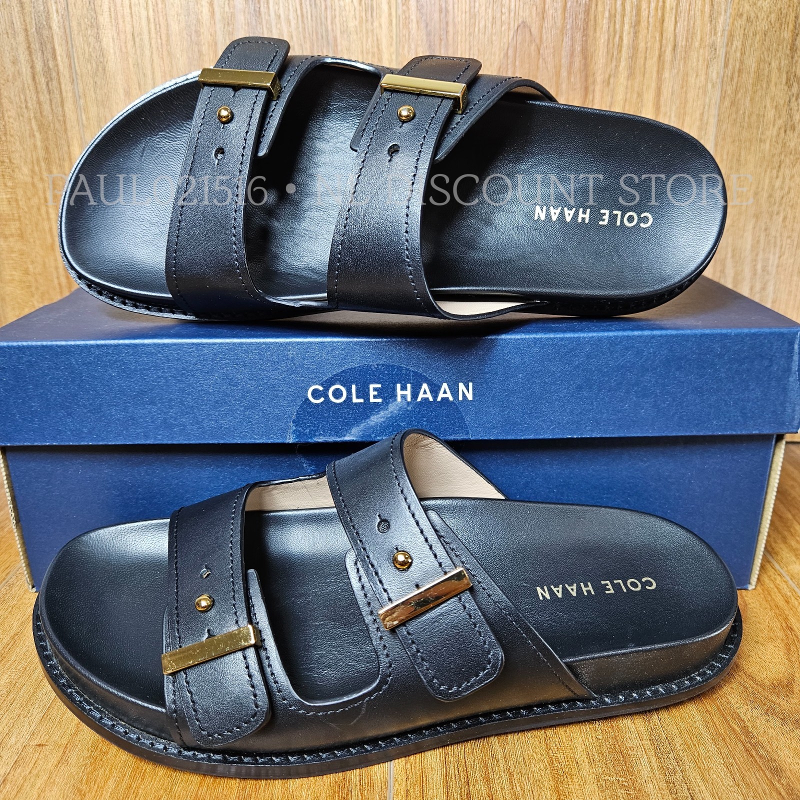 COLE HAAN Women’s Marisol Footbed Sandals W31882 ~ Black Leather ~ Various Sizes