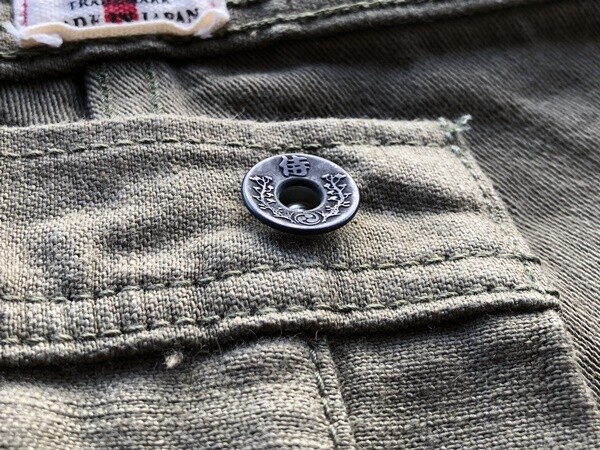 SAMURAI JEANS SJ52BP 15oz HEAVY BACK SATIN BAKER PANTS Olive One-washed