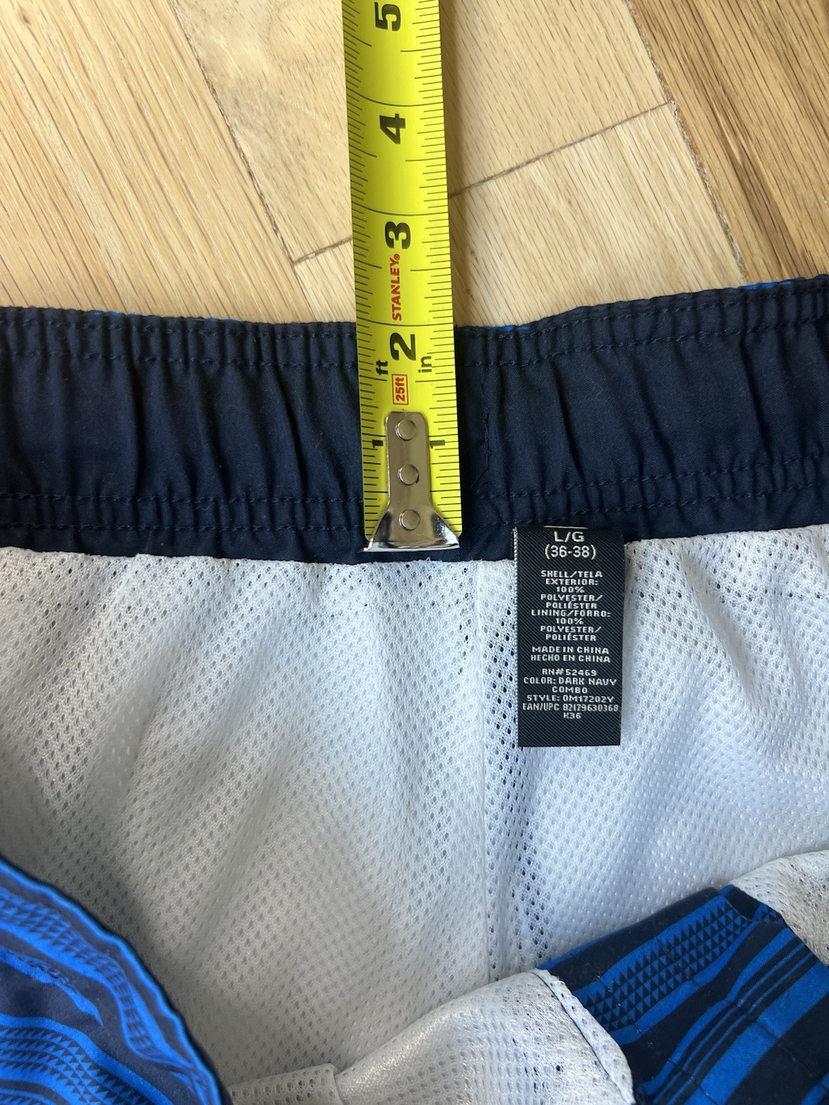 OP Ocean Pacific Men’s Size Large (36-38) Surfer Blue Striped Board Swim Shorts