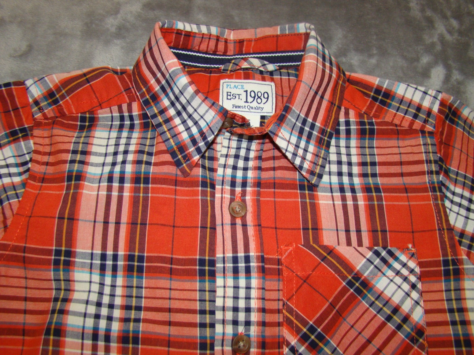 NWT The Children’s Place Boys Size Small 5-6 Plaid Long Sleeve Button Shirt