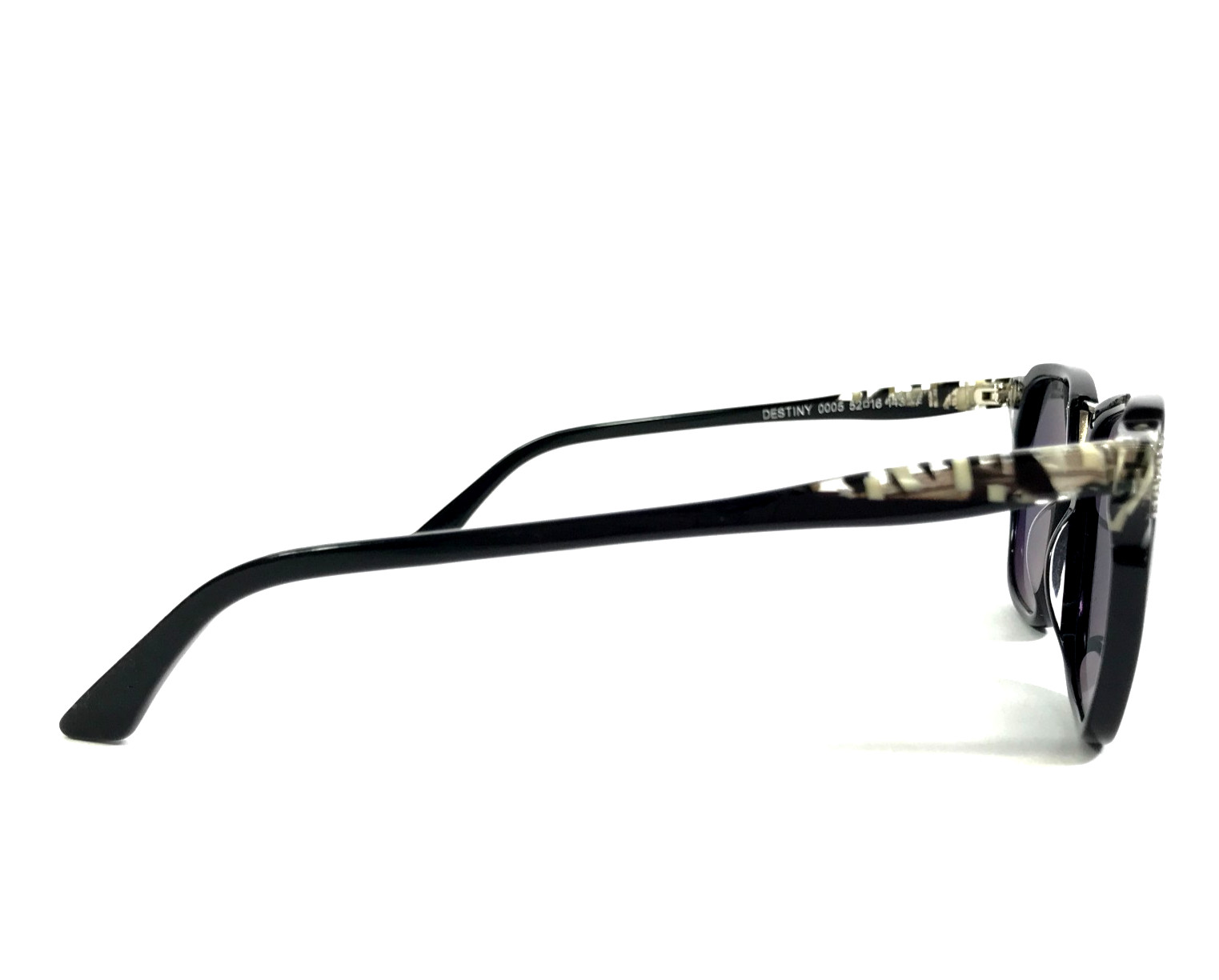 BOZ Sunglasses DESTINY 0005 Black Ivory with Pins Frames with Dark Gray Lenses