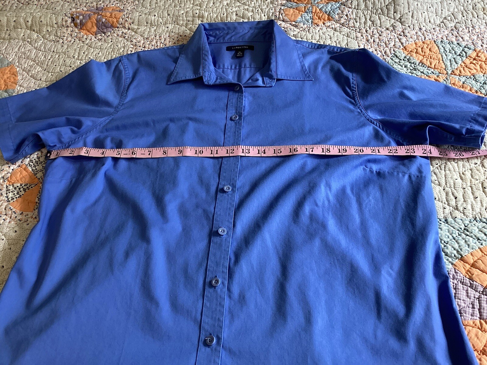 Land Ends Women’s Blue Button Up Collared Short Sleeve Size XL 18 – 20