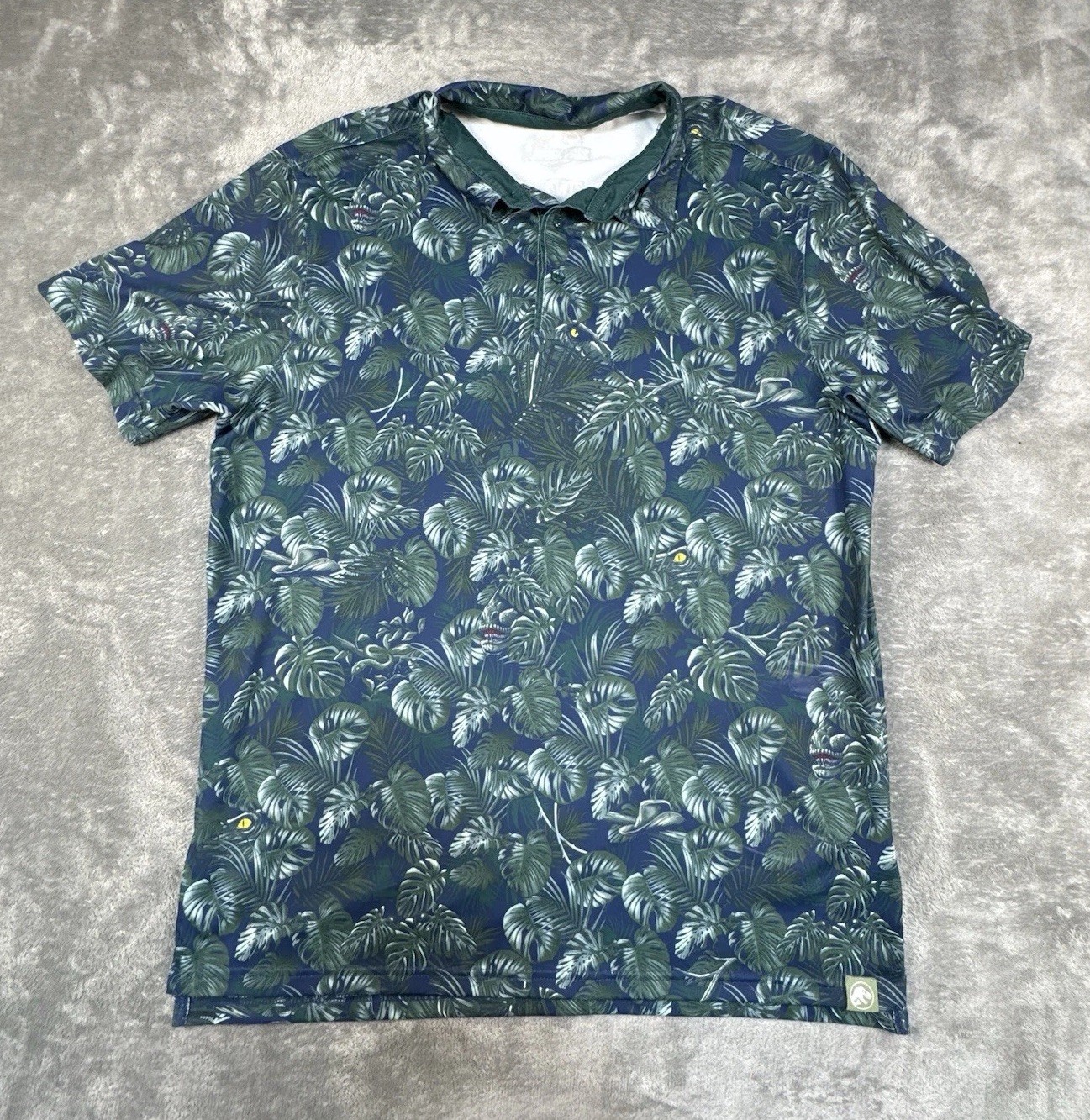 RSVLTS Jurassic Park Polo Mens Large Green Raptors Clever Girl Golf Performance