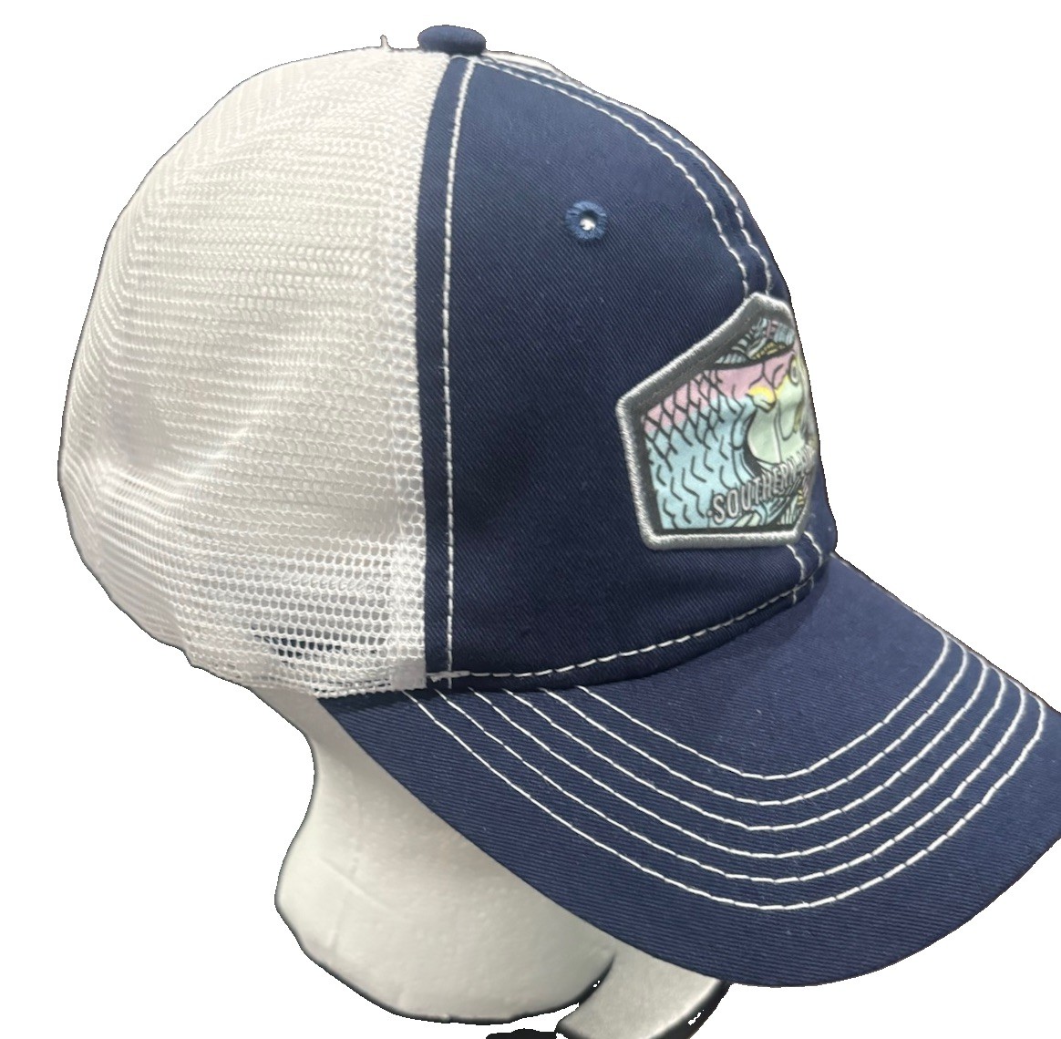 Rare Blue Southern Lure Fish Hat Cap Mesh Trucker Fishing Snapback White