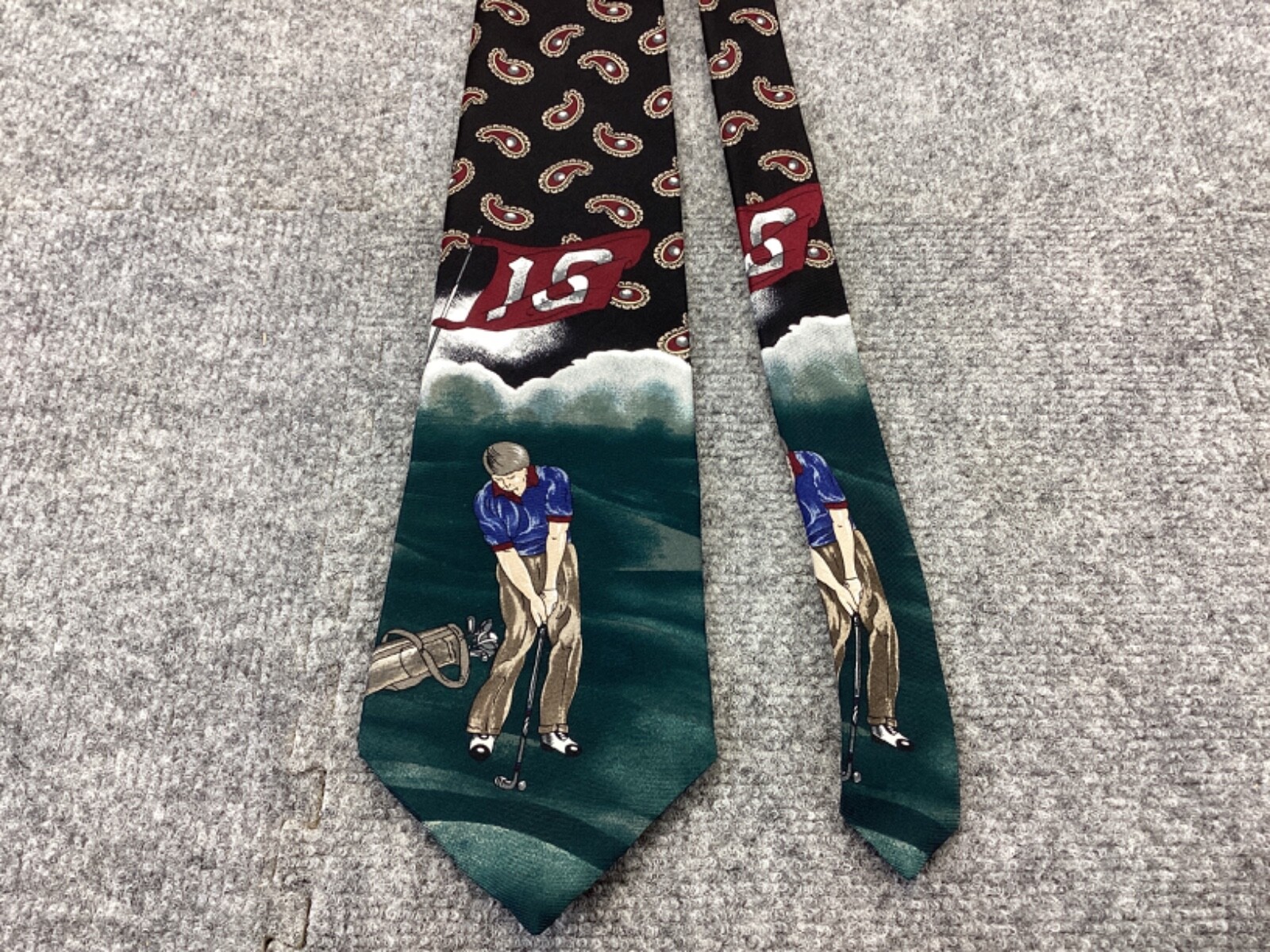 Spencer Lowe Tie Mens 57 In Golf PGA 100% Silk 3 3/4 inches Wide Vintage