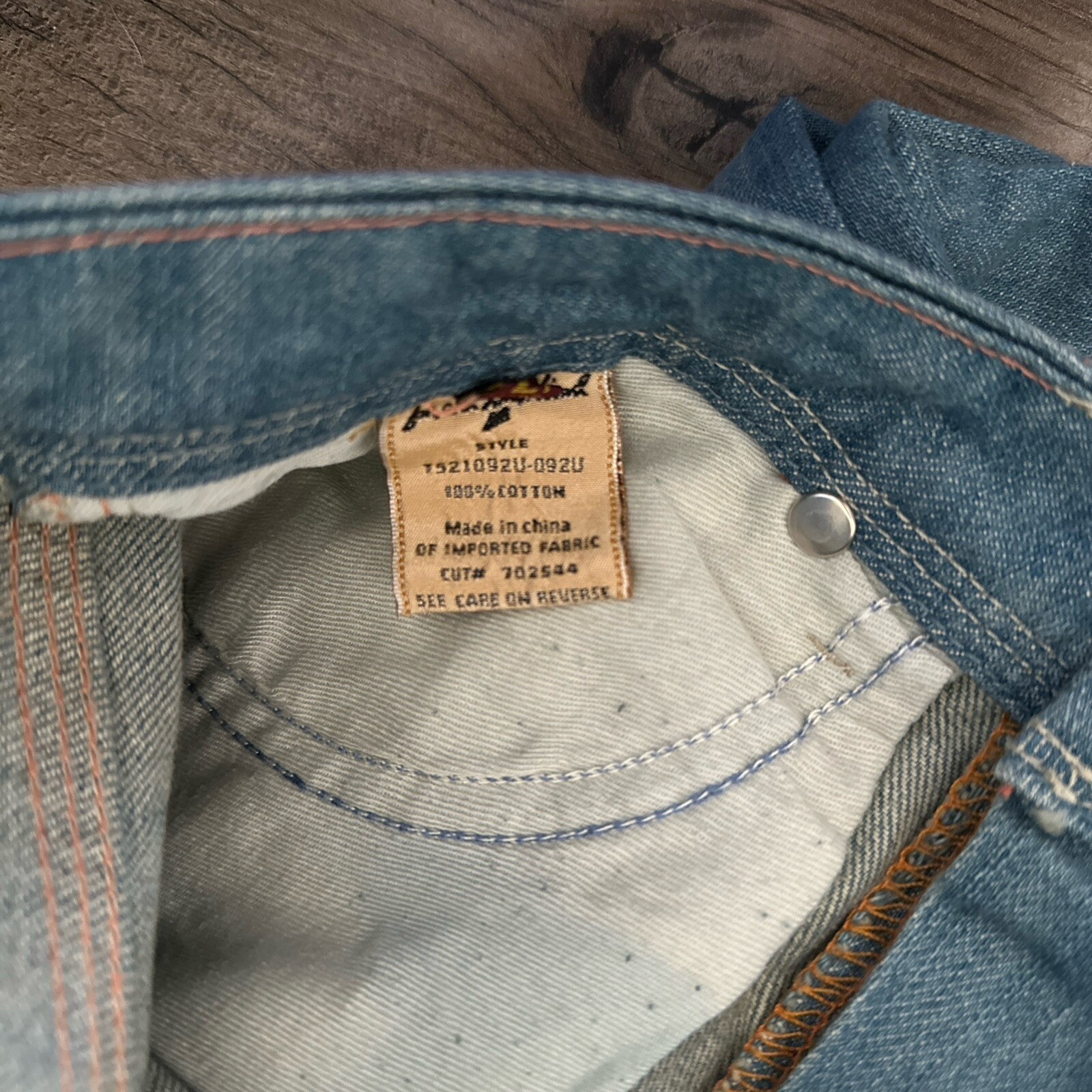 Seven7 Boot Cut Pink Stitching Logo Faded Blue Size 27