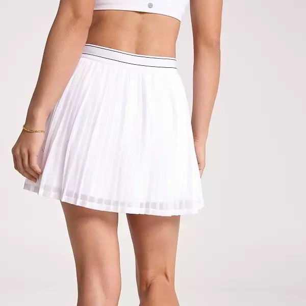 CALIA Court Collection White Pleated High-Rise Mesh Tennis Skort w/ Undershort L