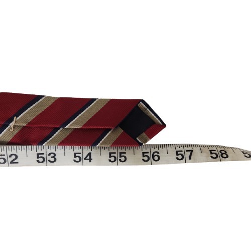 Vtg. Ferrell Reed/Jack Henry Red Tan Black White Classic Stripe Tie 100% Silk
