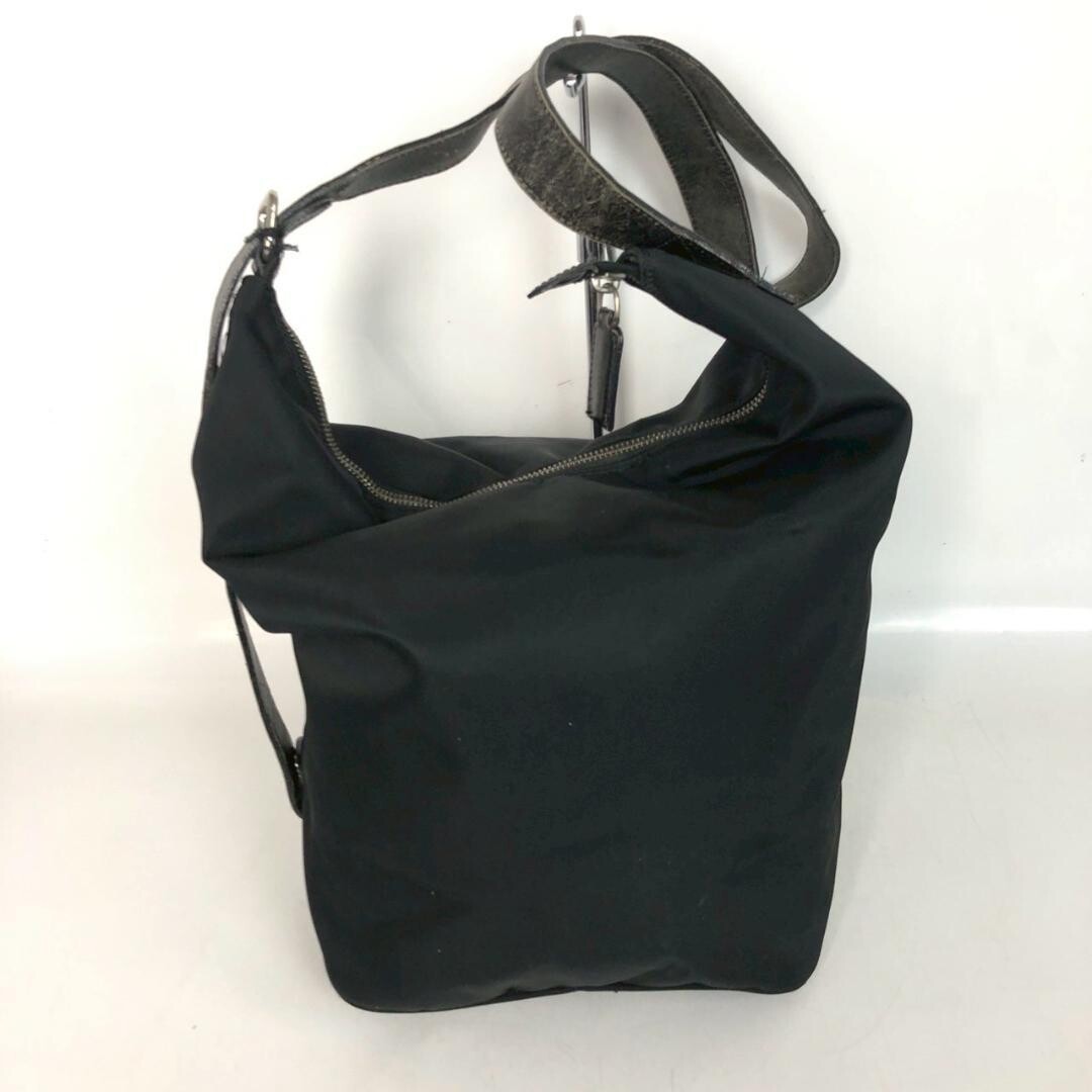 Fendi Black Zucca FF Logo Leather Shoulder Bag Women Auth 34cm Strap 7.9in
