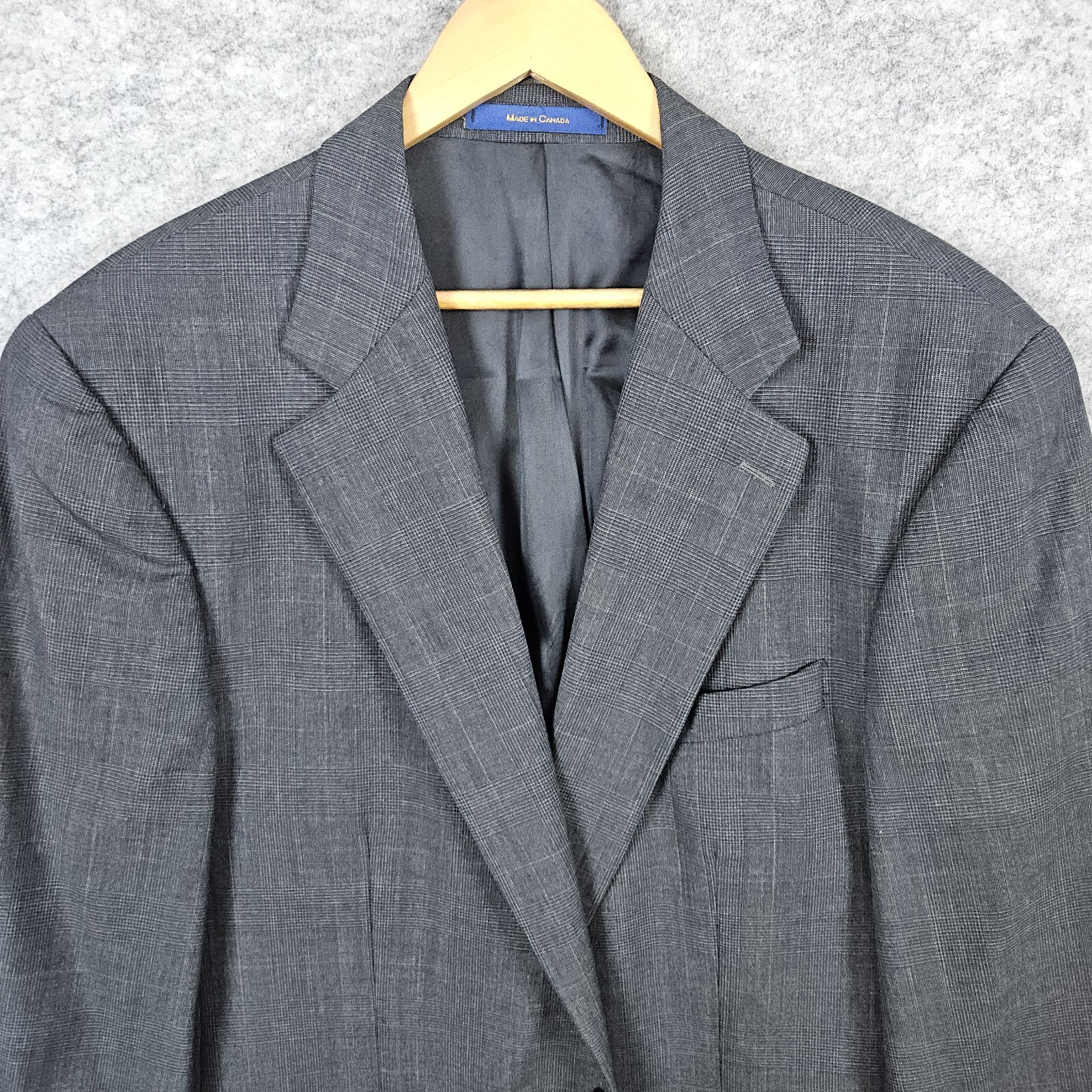 Chaps Ralph Lauren Men’s Blazer Size 44R Dark Gray Windowpane 100% Wool 2-Button