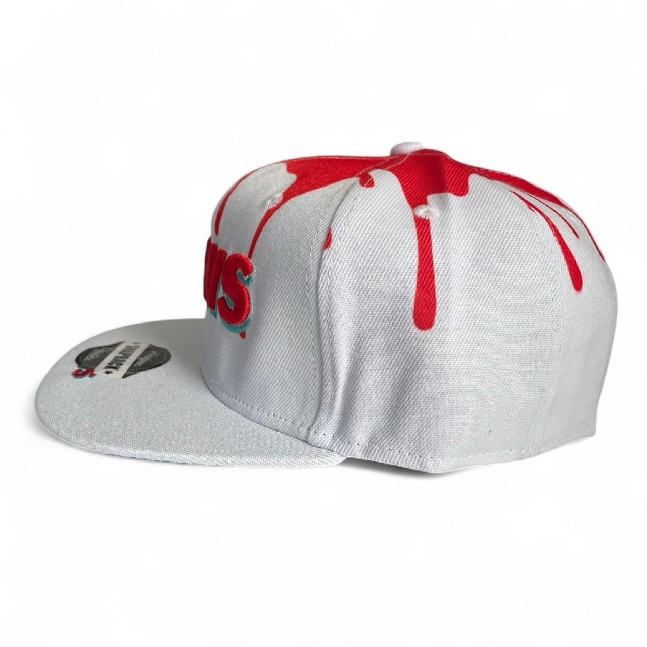 Jaws Hat White/Red Blood Splatter Snapback Movie 1975 Embroidered Logo