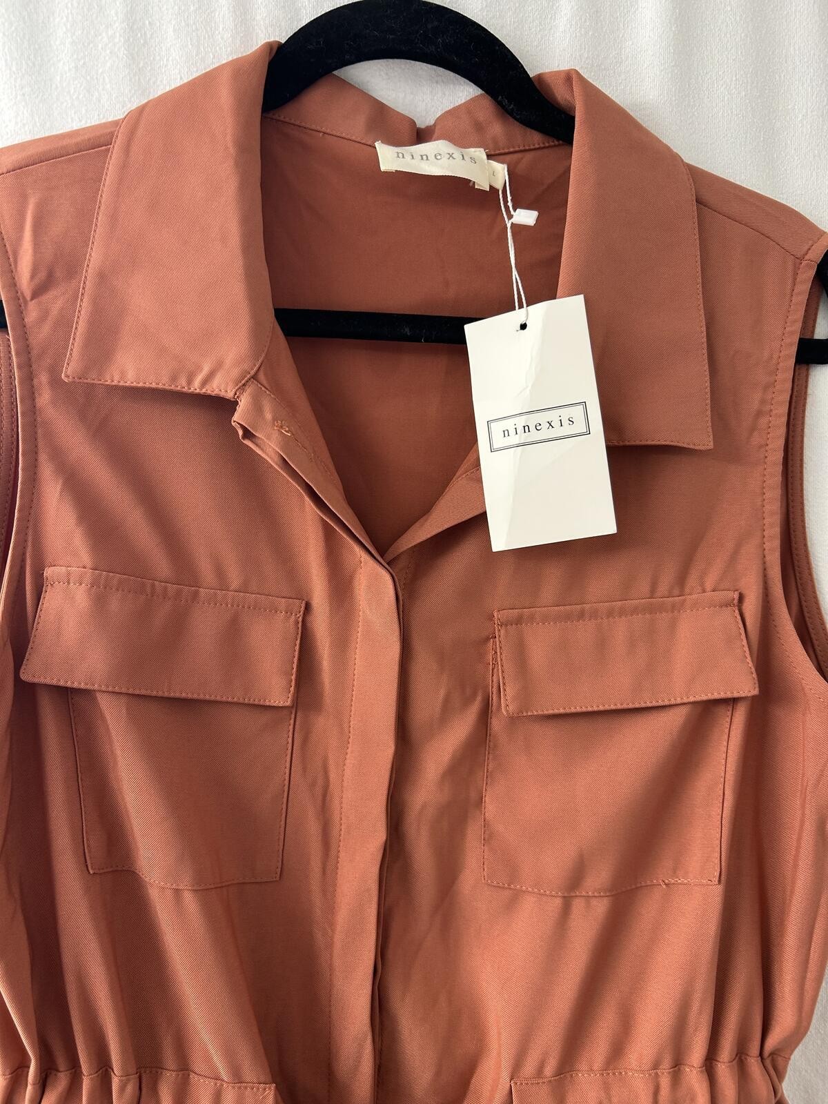 Ninexis NWT Safari Utility Top Rust Sleeveless Tie Waist Size L