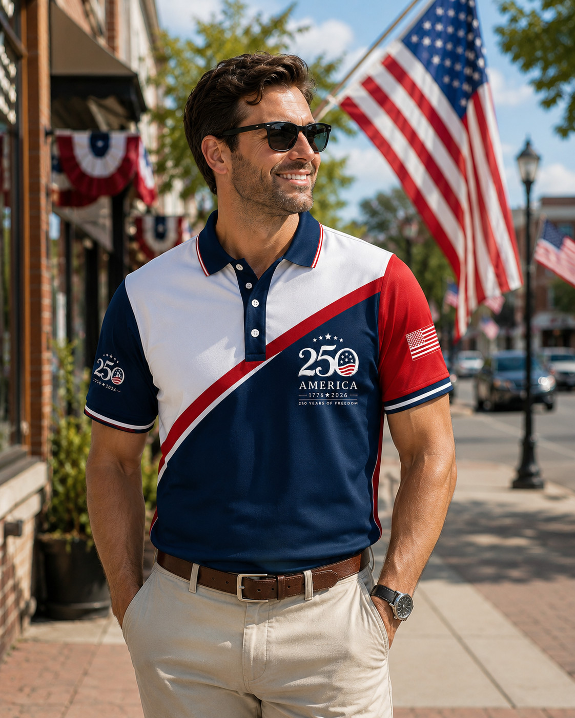 250th Anniversary Patriotic Polo Mens United States Of America 1776-2026 (S-5XL)