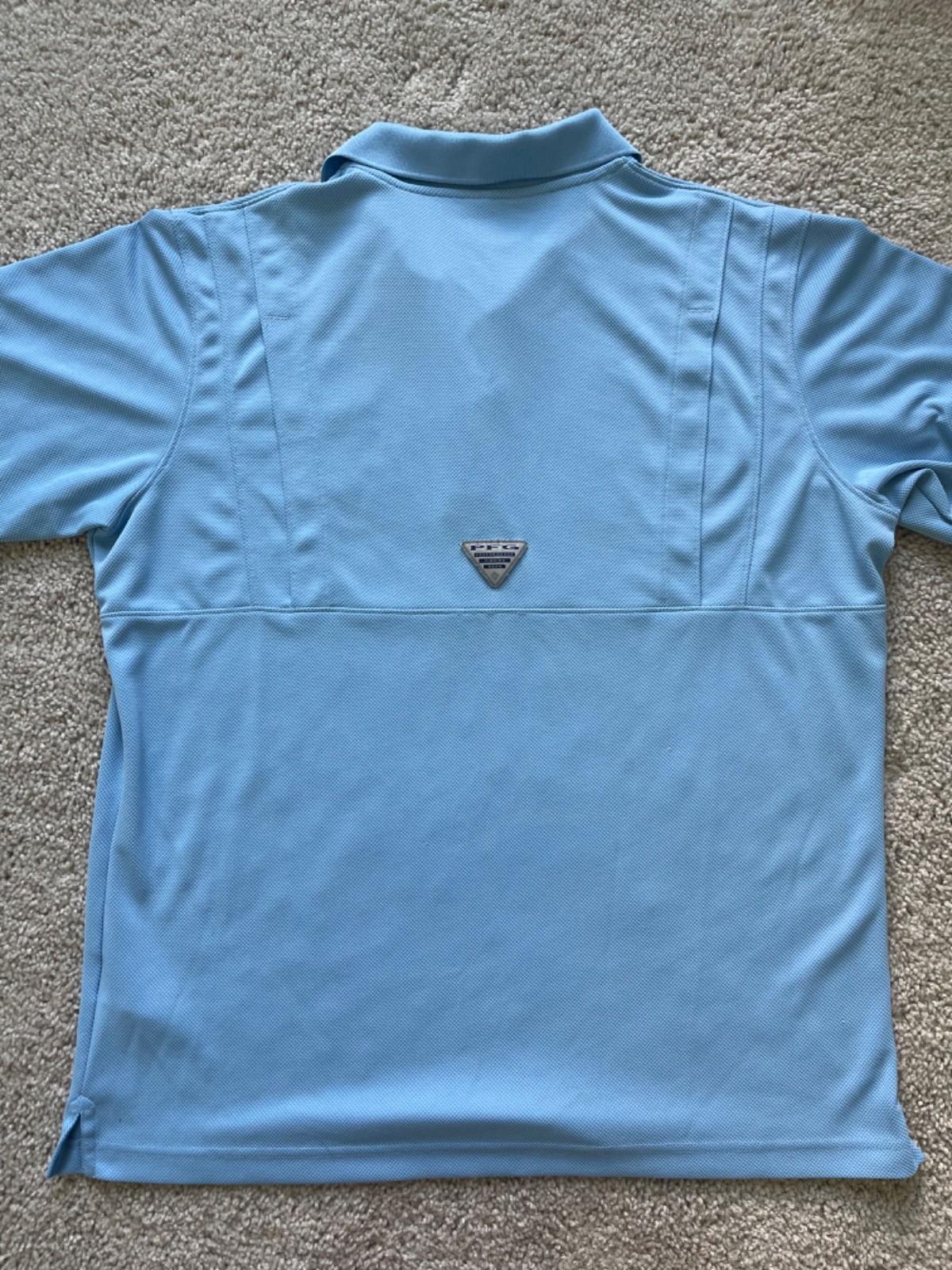 Light blue mens columbia performance fishing gear omni shade shirt large