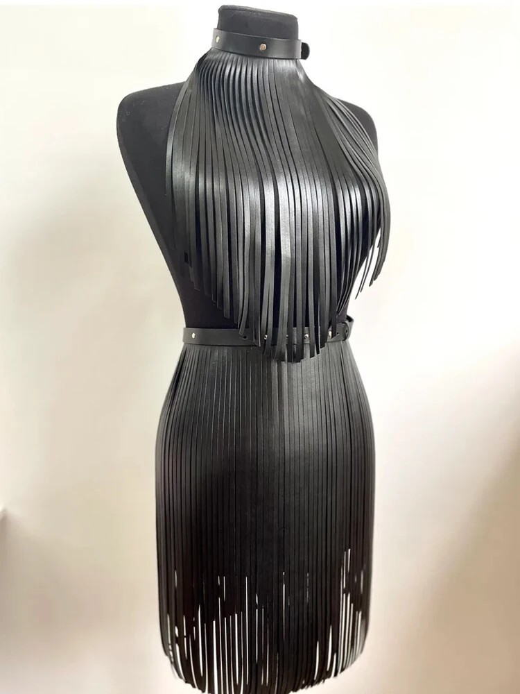 Hot Women Shiny Tassel Skirt Belt Cosplay Stage Performance Costume Set Outfits