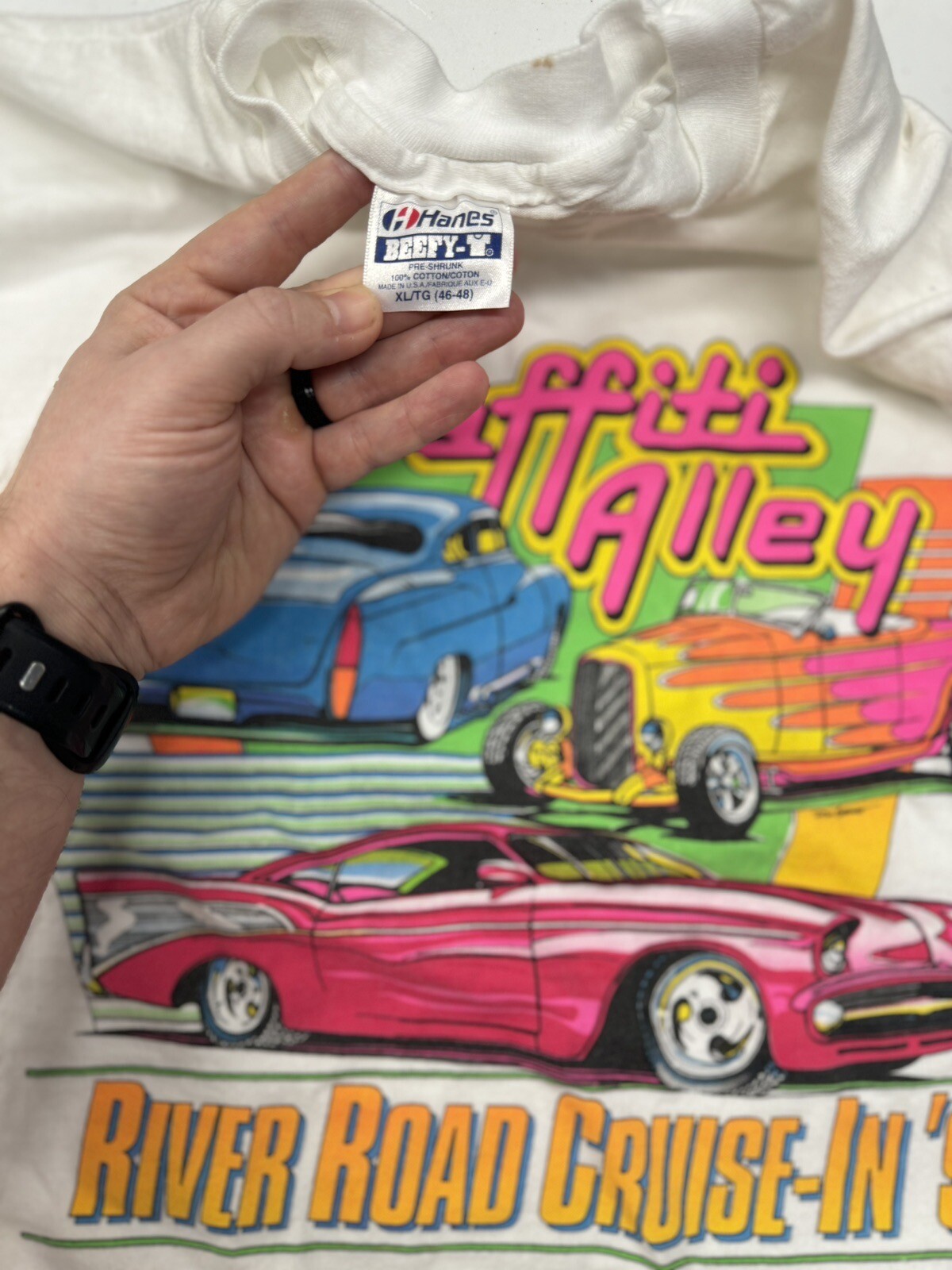 Vintage 90s Classic Cars Eugene OR Graffiti Alley Single Stitch Shirt XL USA