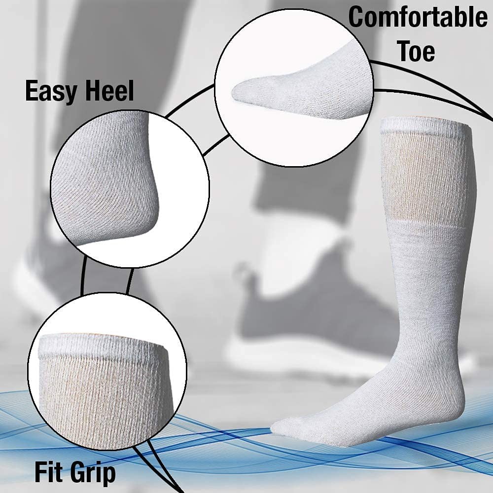 Unisex Wholesale Bulk Cotton Tube Socks,(48 Pk White,Mens 10-13(Shoe Size 7-12)