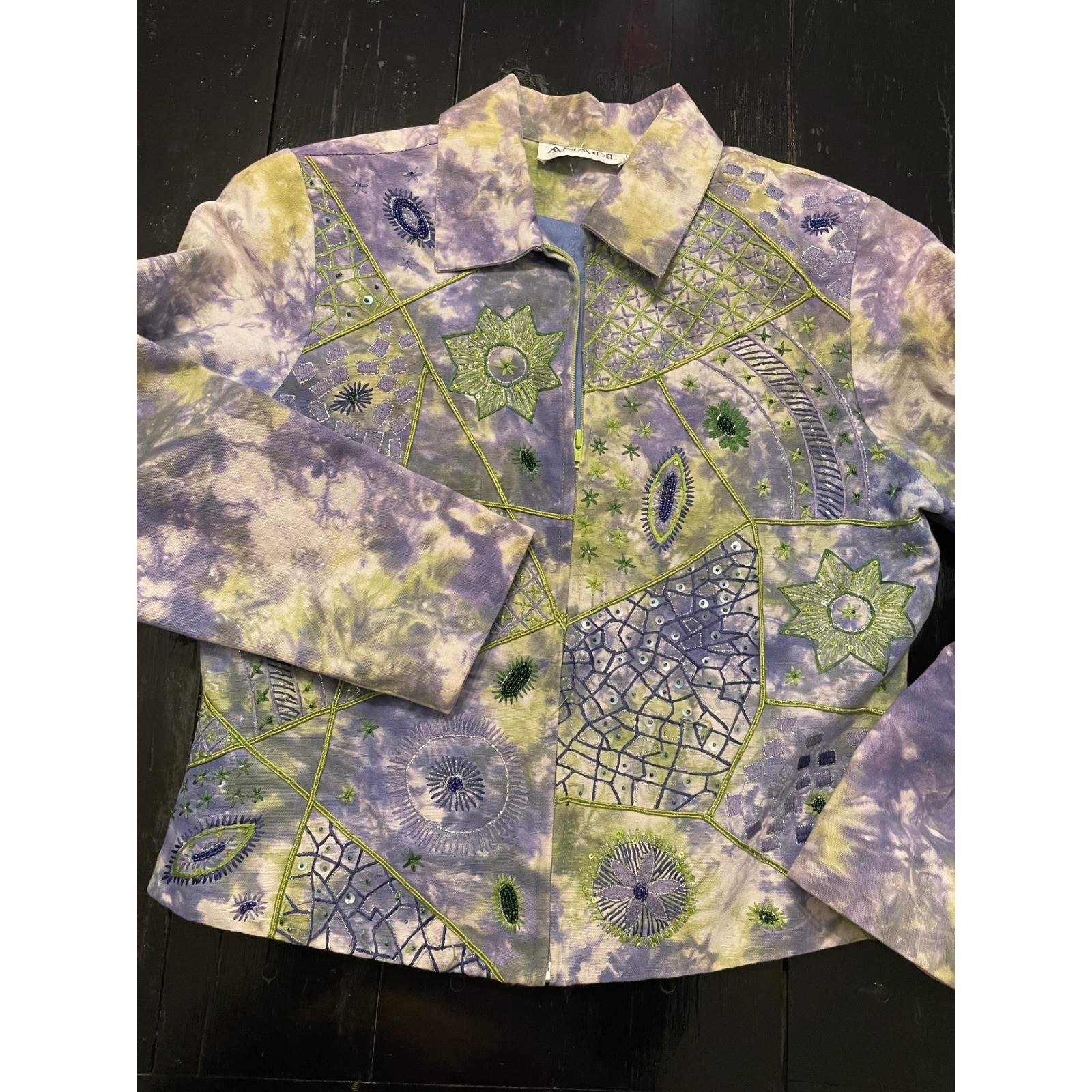 ANAGE Women’s Tie Dye Embroidered Jacket Size M Cotton