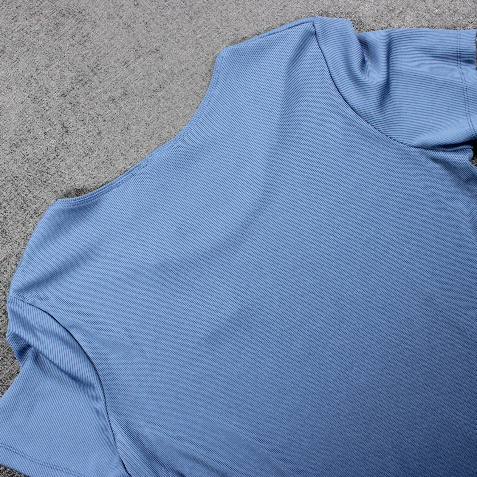 Covington Womens XL Blue Willow Ribbed Short Sleeve Knit Scoop Neck Top NWT