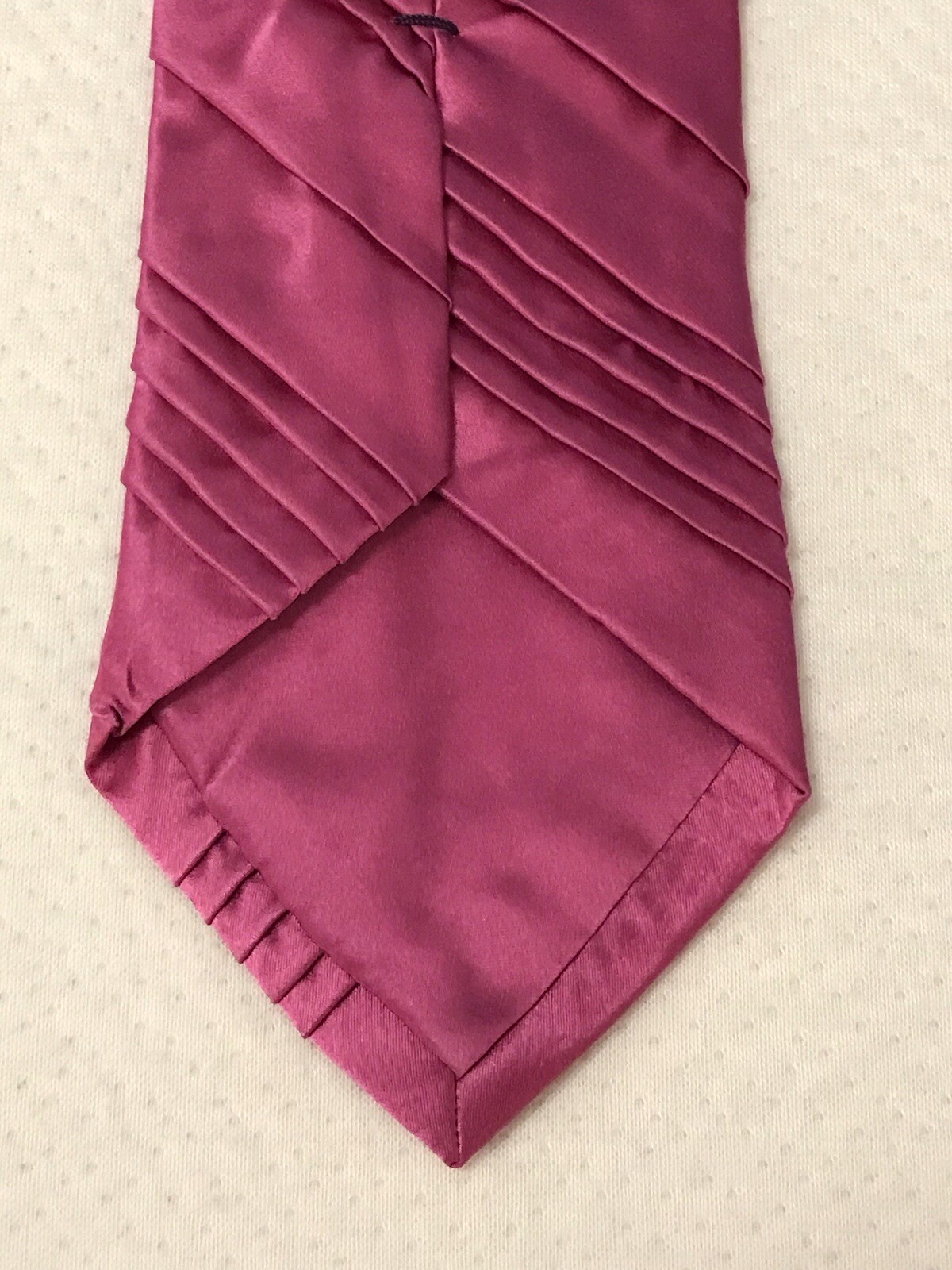 Jhane Barnes Silk Satin Look Neck Tie NEW Pleated Solid Pink 56” x 3 1/4” Formal