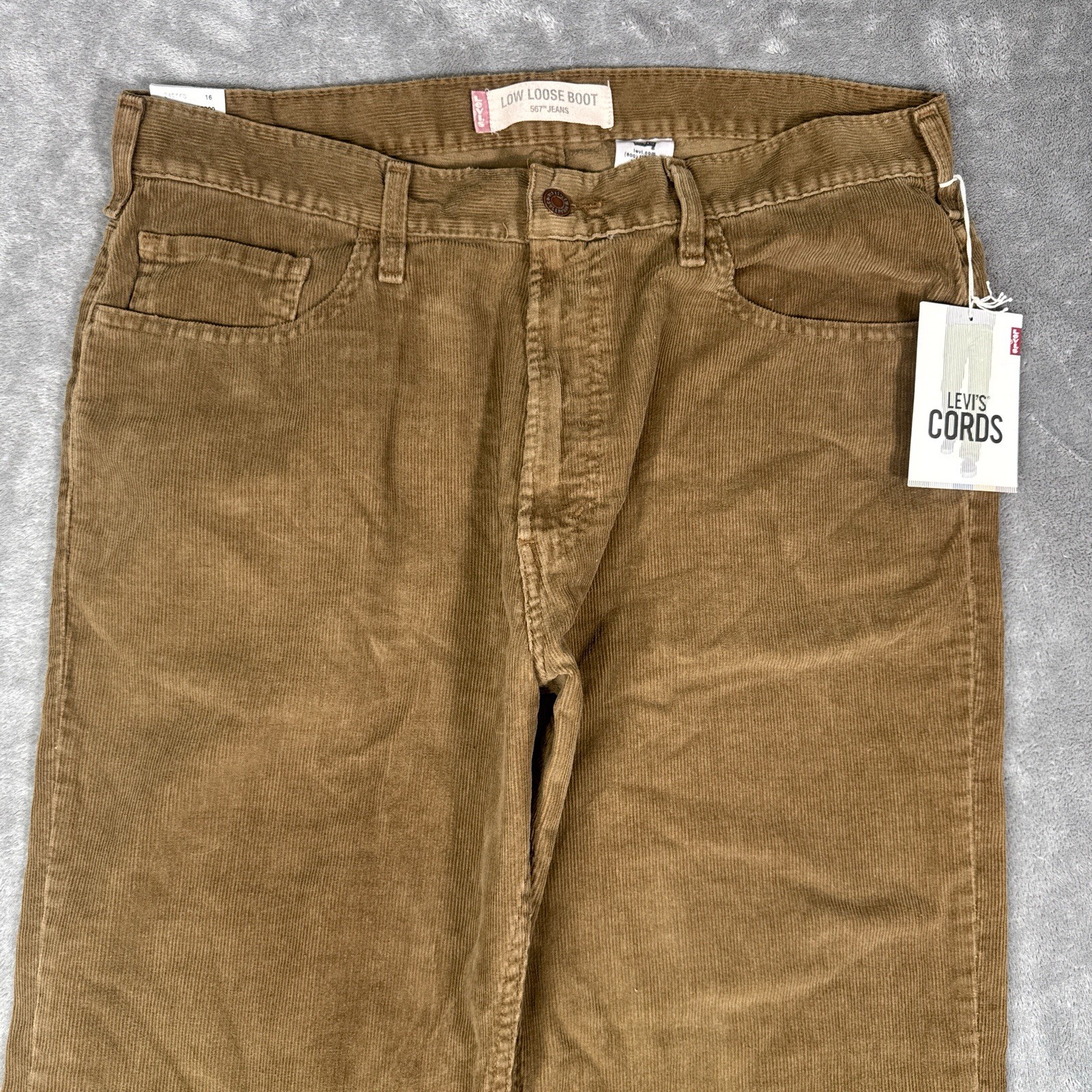 Levis 567 Mens 36×30 Pants Jeans Brown Corduroy Baggy Low Loose Boot Y2K VTG NWT