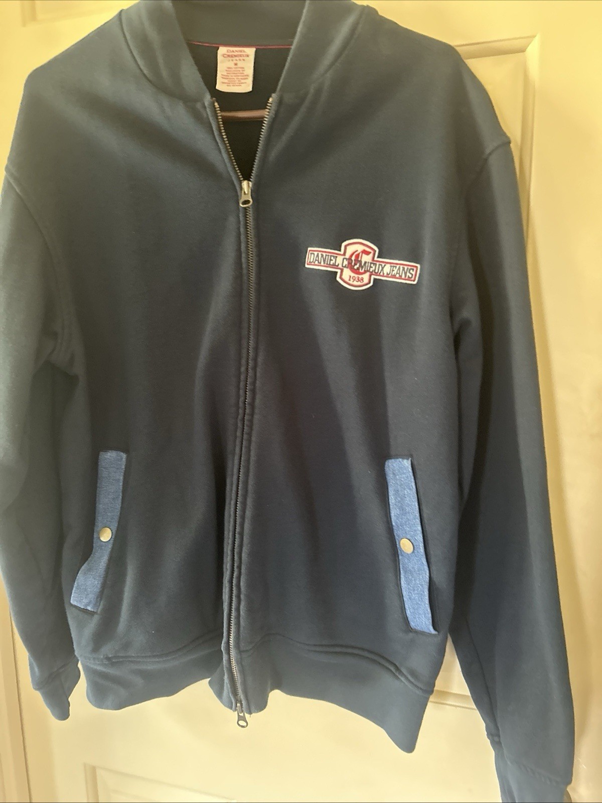 Daniel Cremieux Jeans Men’s M Full Zip Fleece Sweatshirt Navy Pockets Logo