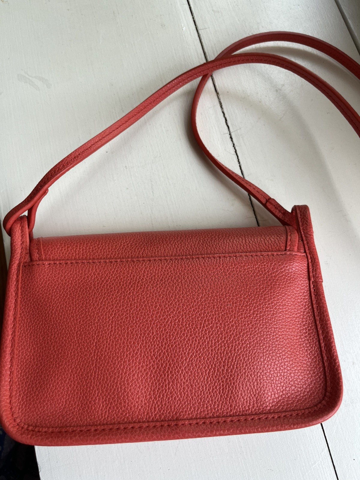 NWT Longchamp Le Foulonné Leather Wallet on Crossbody Strap Orange $330