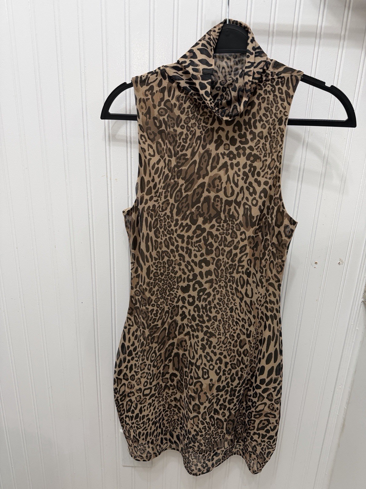 Bar III Women’s S Brown/Black Leopard Animal Print Short Pencil Dress Sleeveless