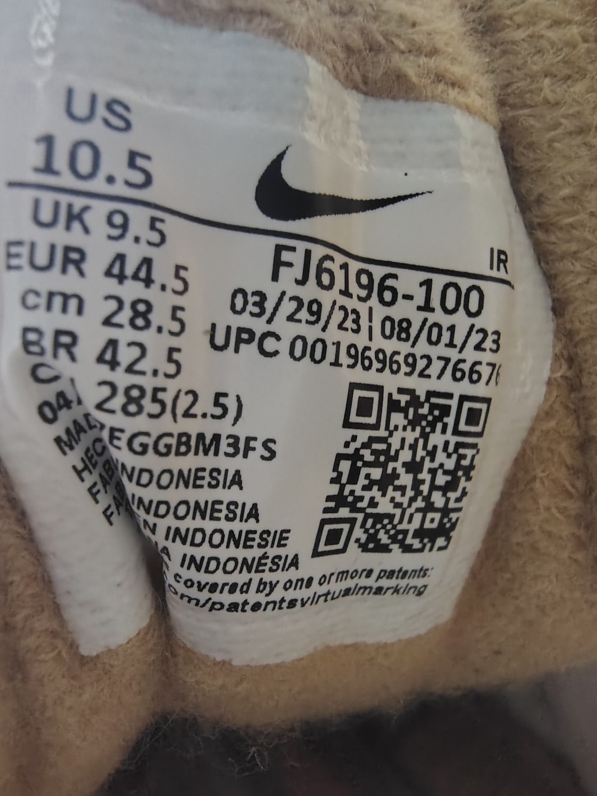 Nike Air Trainer 1 CFP Pack Mid Top Lace Up Strap Leather White/Gold FJ6196-100