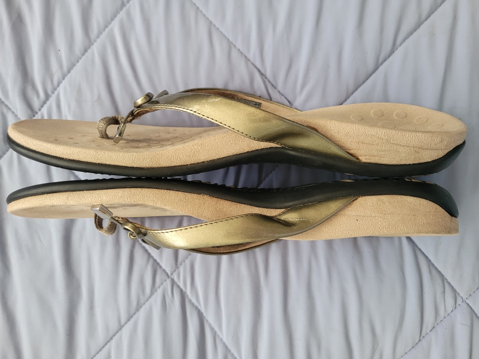 Vionic BELLA II Bow BRONZE Thong Sandals Orthotic Arch Support Flip Flops 11 W