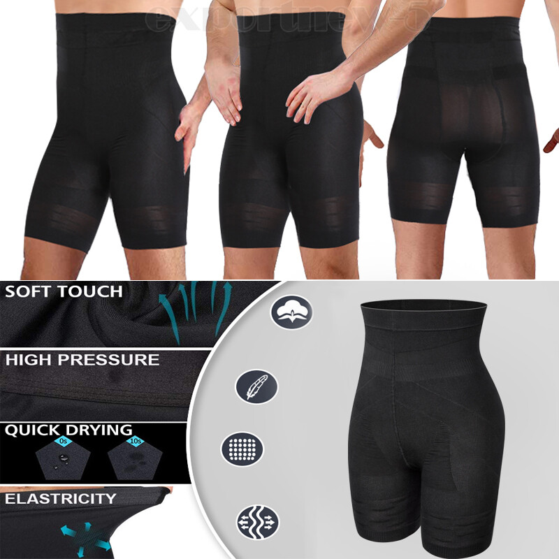 Mens Compression High Waist Slimming Shorts Tummy Control Body Shaper Pants