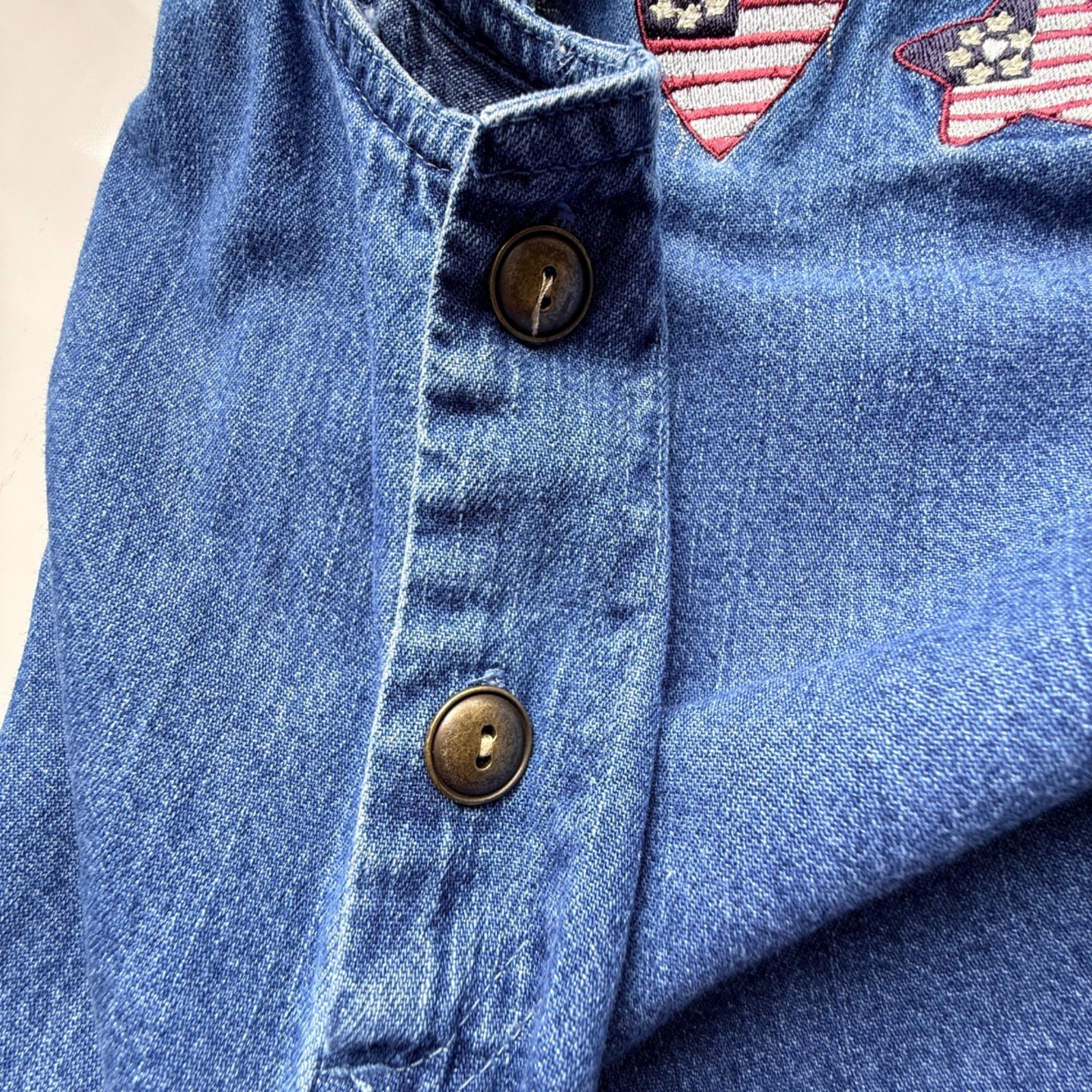 Christopher & Banks Womens Denim Jumper Dress Blue S 100% Cotton Patriotic