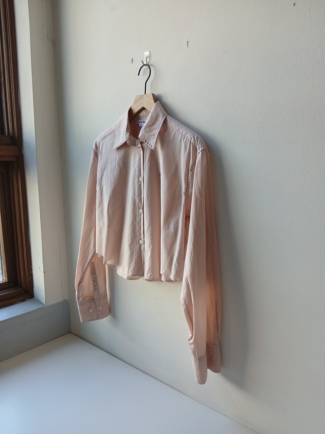 Acne Studios Crop Button Front Shirt Light Pink Women’s EU 36 US 4