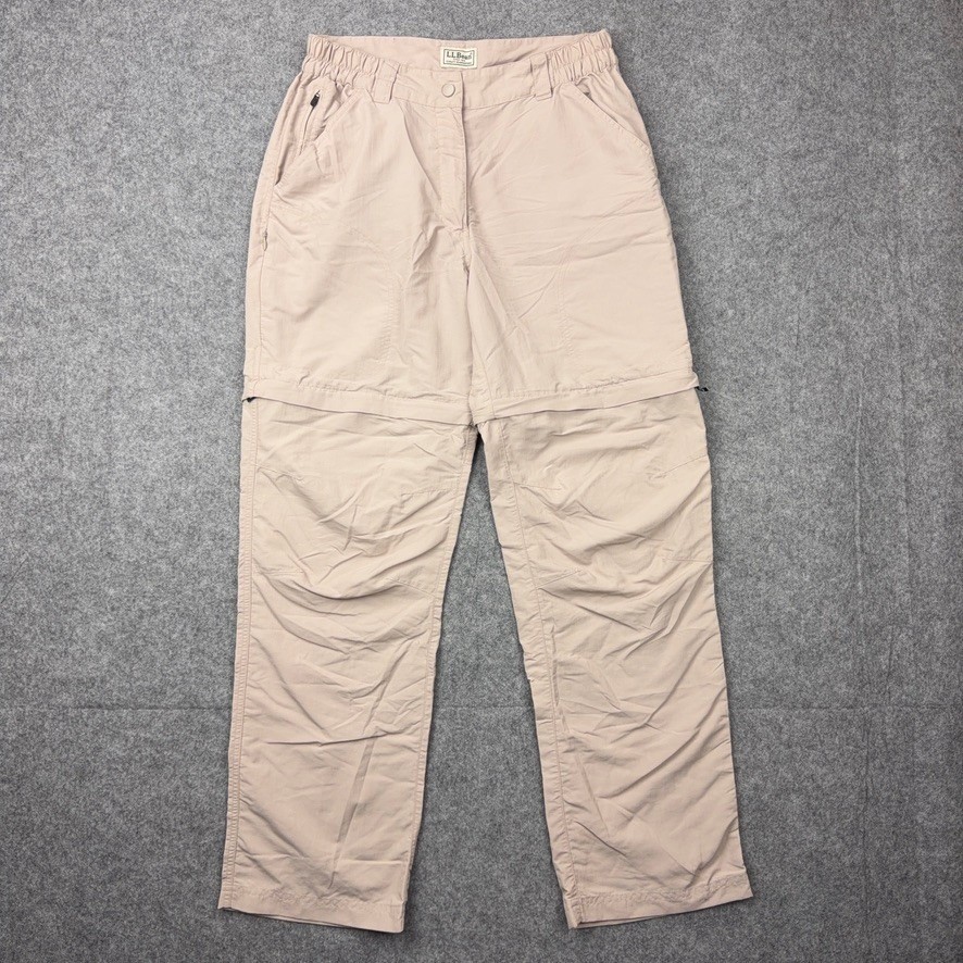 LL Bean Pants Mens Small Tan Convertible No Fly Zone Outdoor Hiking Zip Off