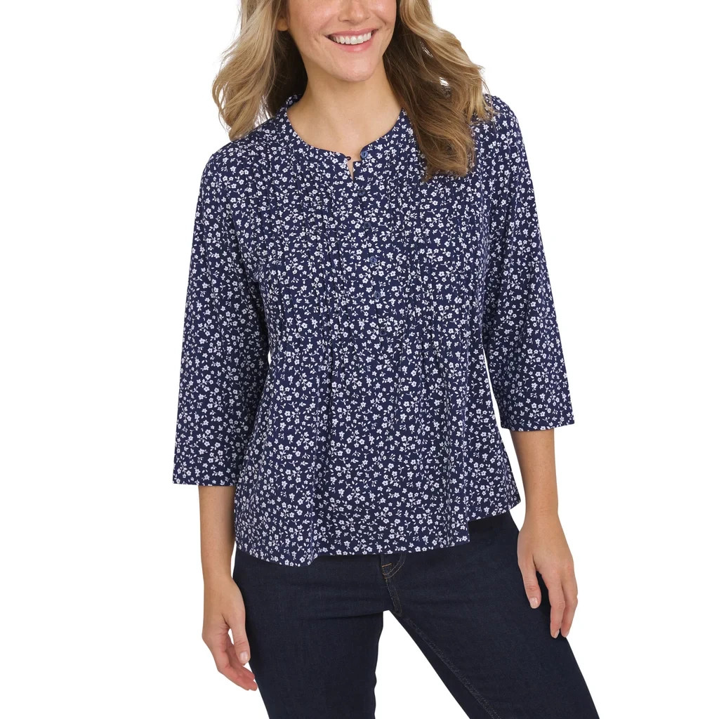 Lands’ End Women’s Pintuck 3/4 Sleeve Top