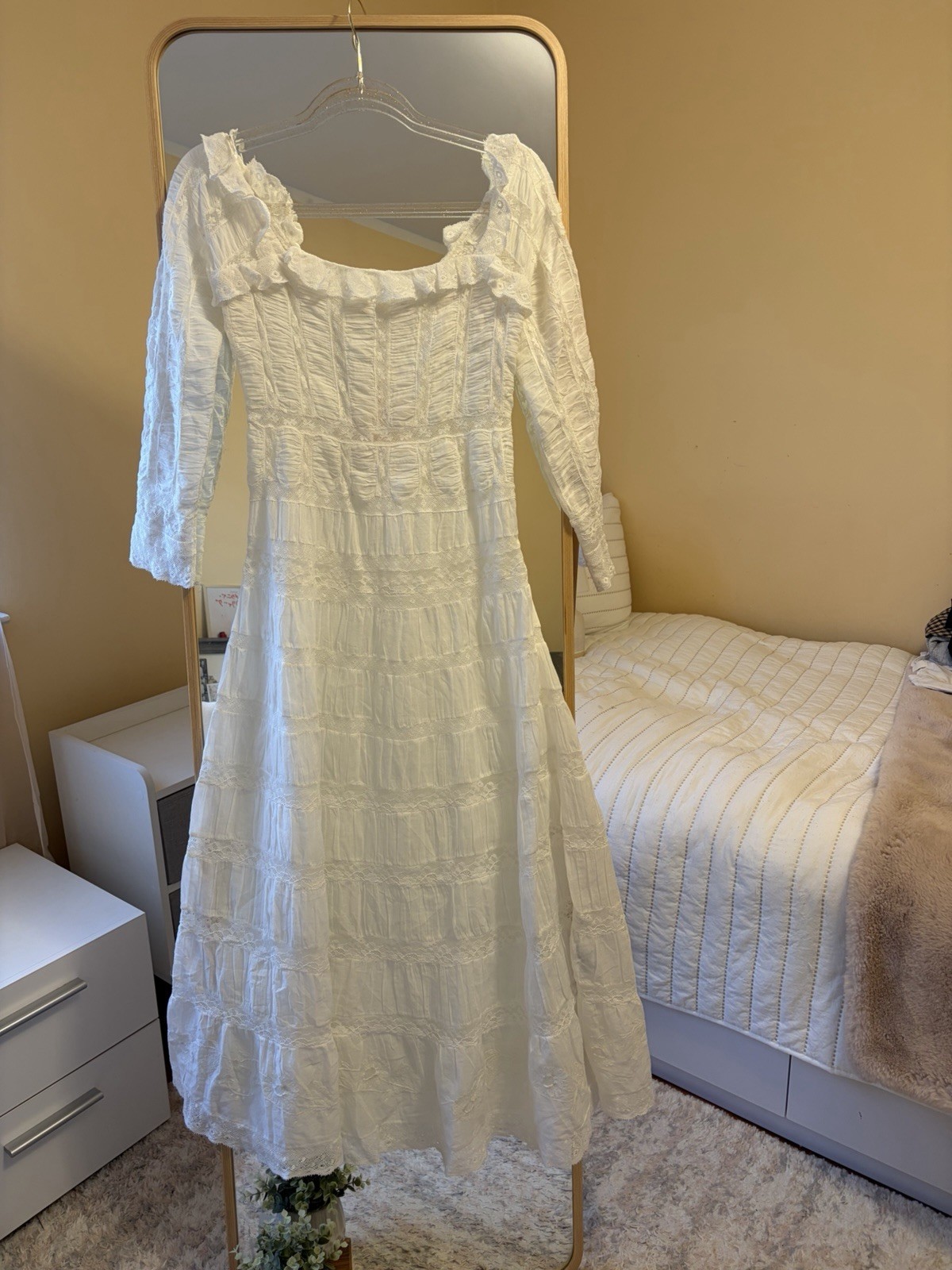 DÔEN Anneliese Dress Salt XS NWT White Lace Prairie Maxi Dress