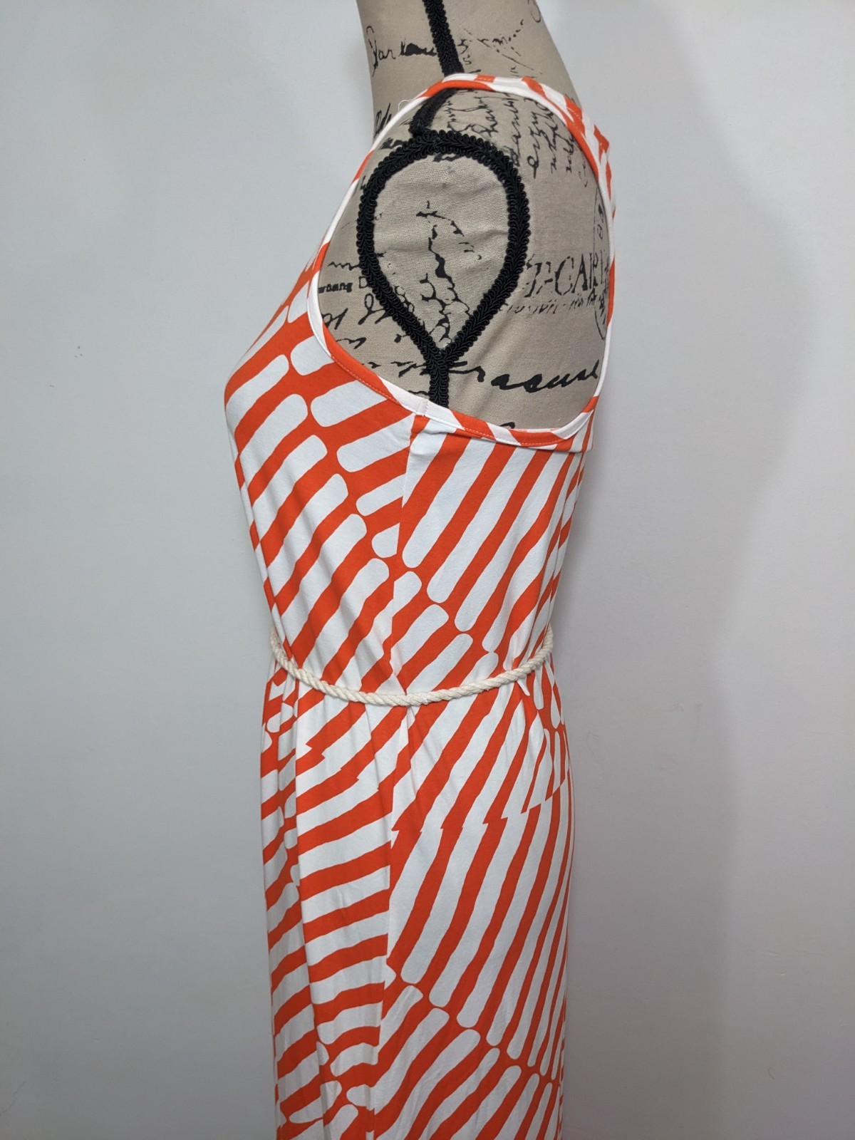 NWT LOFT Pink White Striped Sleeveless Maxi Dress Rope Belt Womens XS