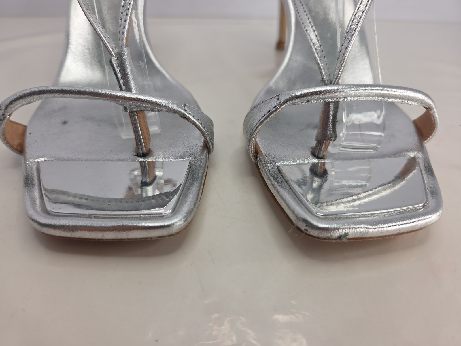 Schutz High Silver Leather Sandal w/Detachable Leather Gladiator Ties Sz 7.5B