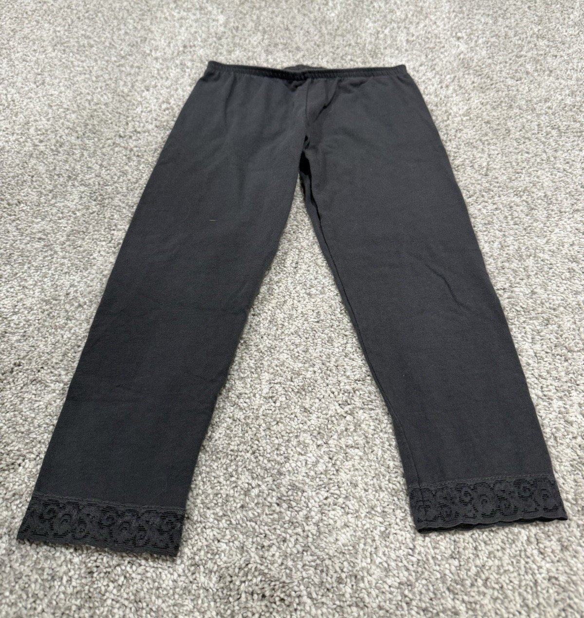 Arizona Jean Company Girls Black Ankle Leggings 7-8 Solid Cotton/Spandex Stretch