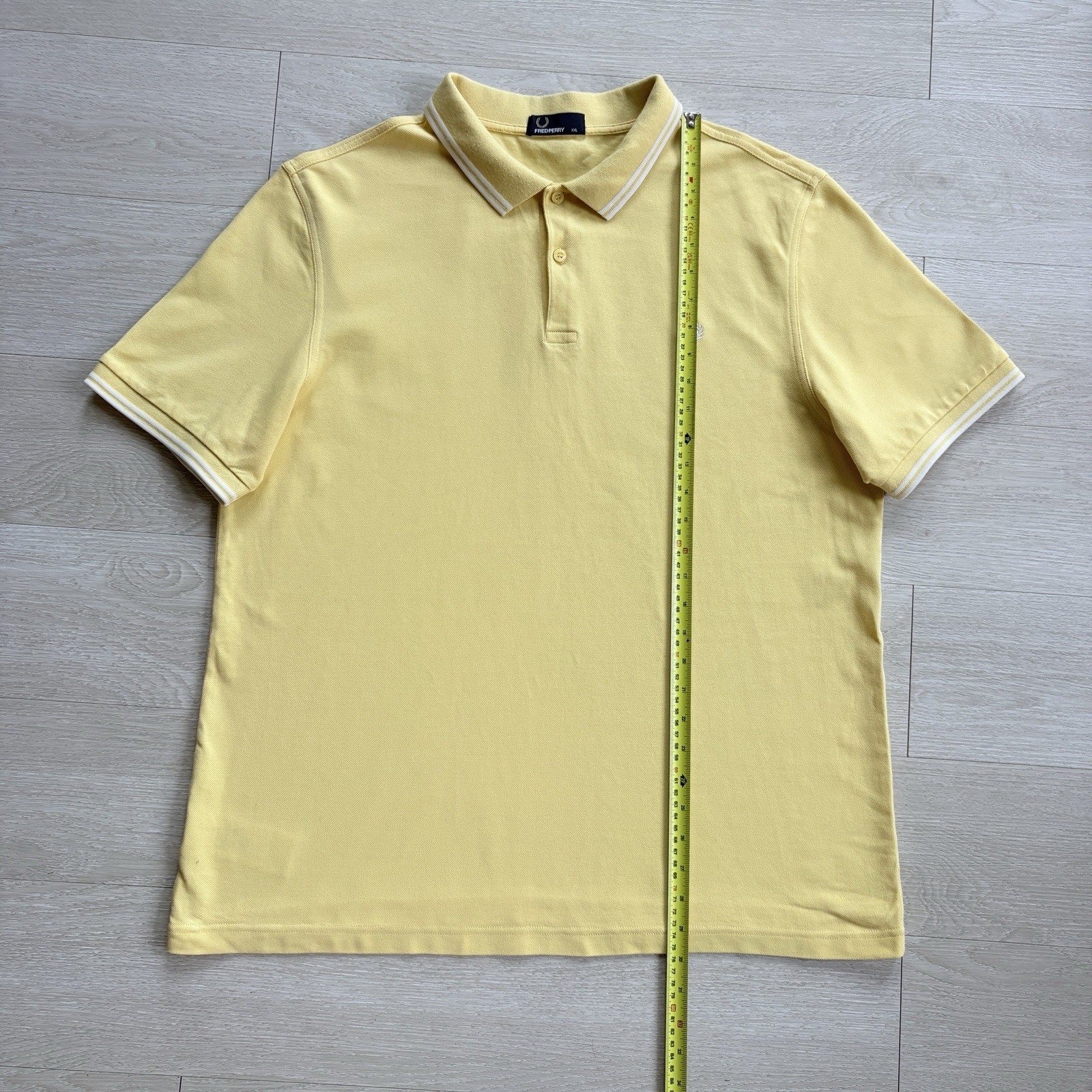 Fred Perry M3600 Short Sleeve Twin Tipped Polo Shirt Yellow Mens Size 2XL XXL