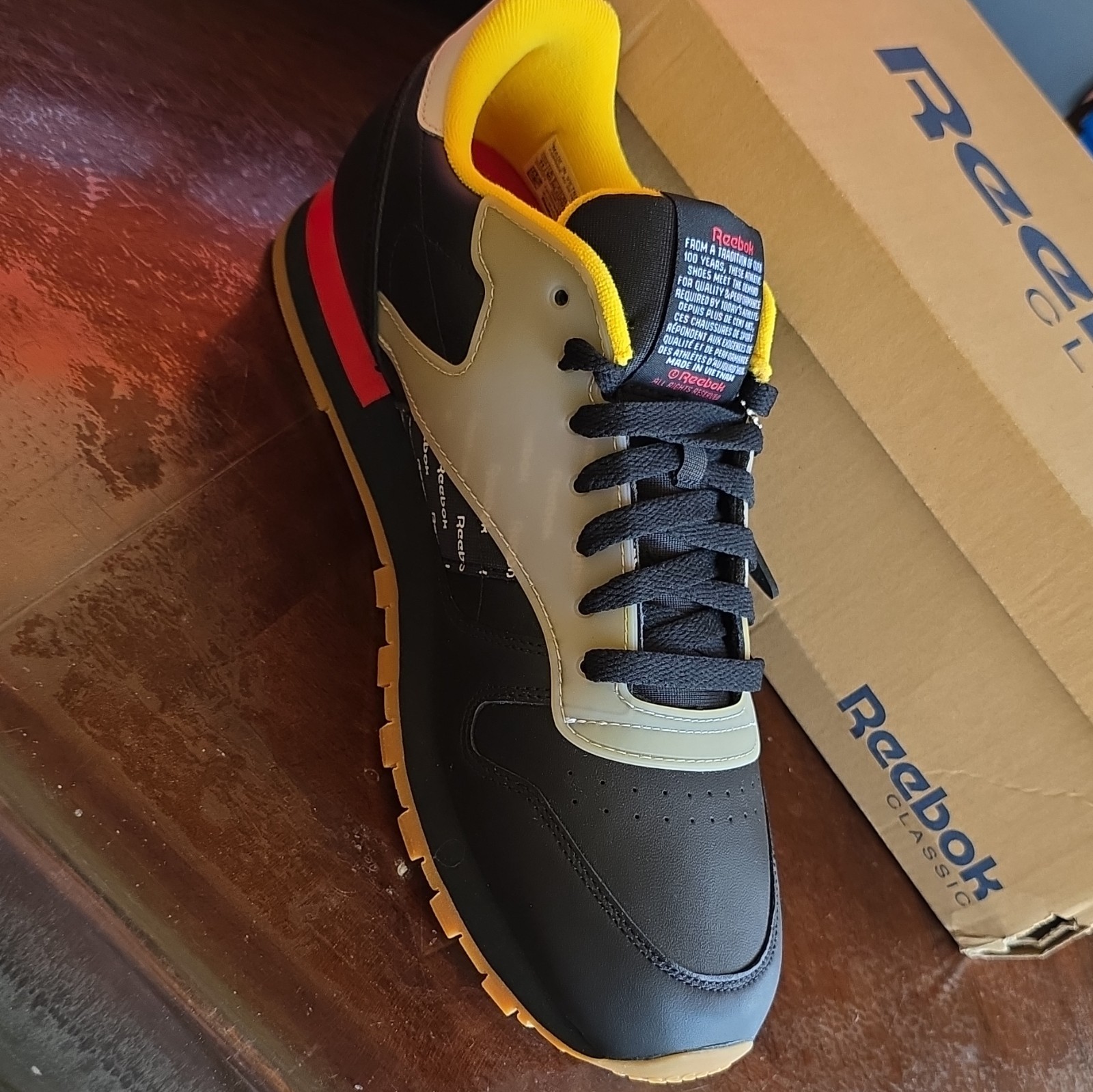 Reebok Classic Leather ATI Altered Black/Red/Yellow/Grey/Gum Low Top DV5240