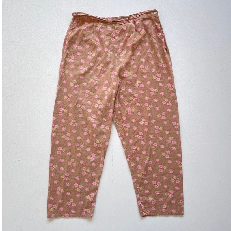 Vtg 50s 60s Rose High Rise Cropped Pants / 32″ Waist / Lightweight / Retro