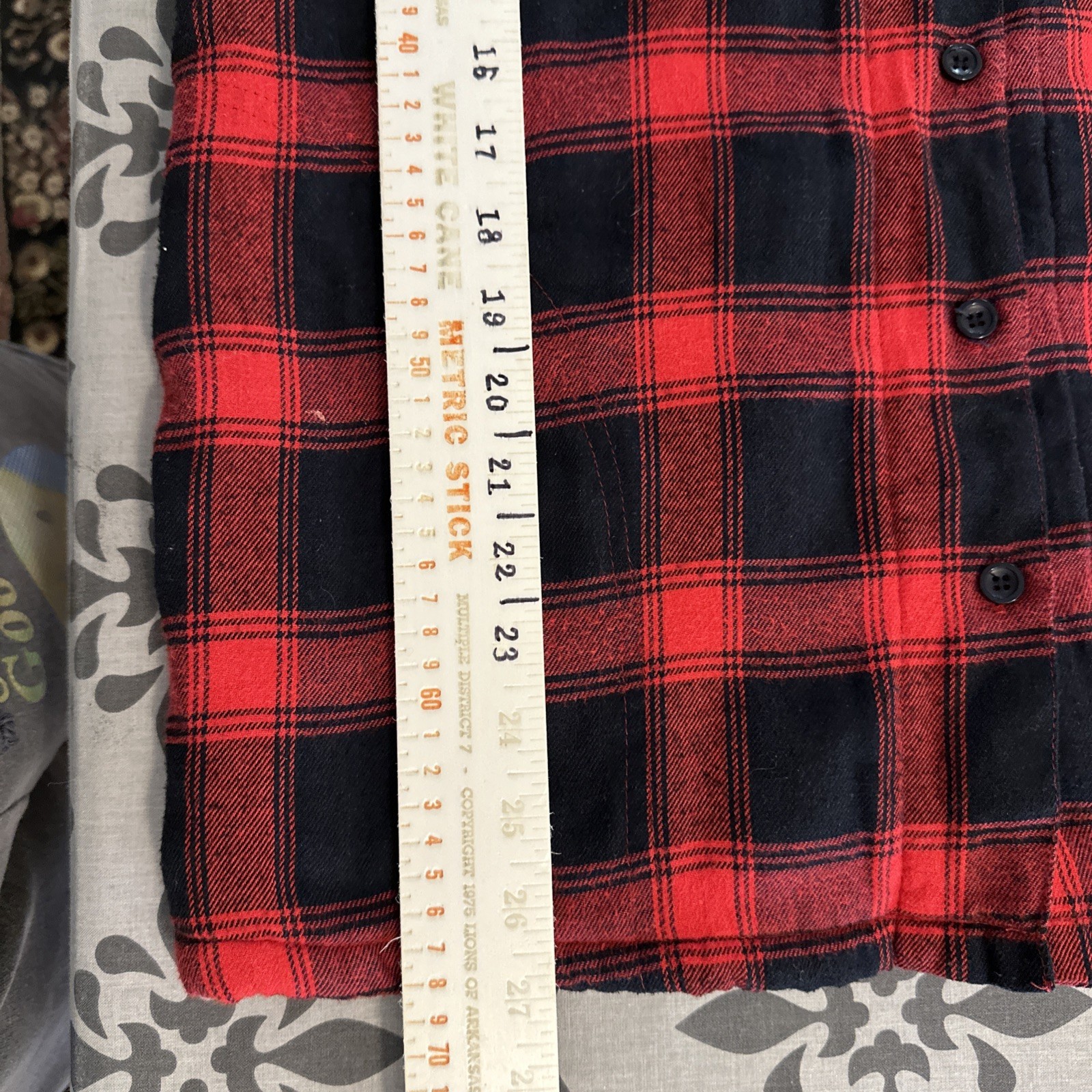 En Creme Anthropologie FLANNEL Shirt Womens Plaid Knit Cuff Accent Boho S 4005