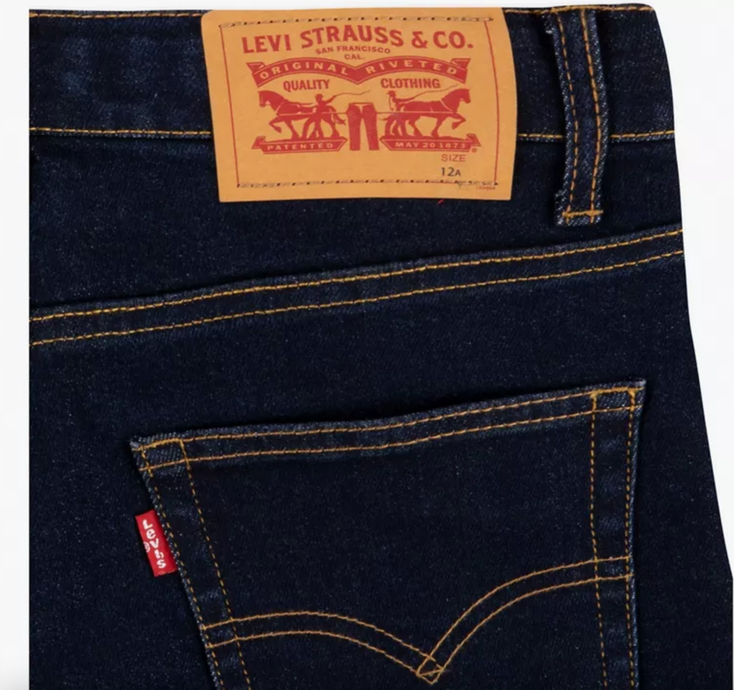 NEW LEVI’S LOOSE TAPER STRETCH BOYS Dark Wash JEANS Sz 8 REG W24″xL25″ 67%cotton