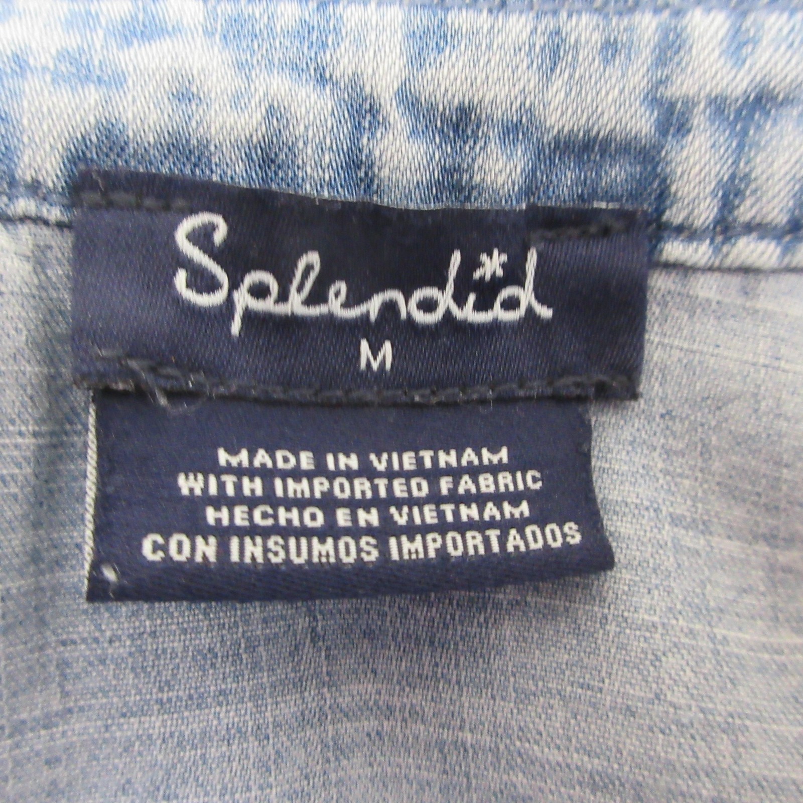 Splendid Chambray Lyocell Shirt Women M Blue Popover Peasant Boho Coastal Casual