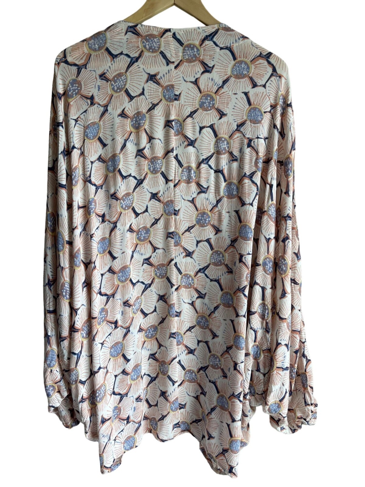 Style Rack Size Small Floral Batwing Dolman Sleeve Kimono Wrap 100% Rayon