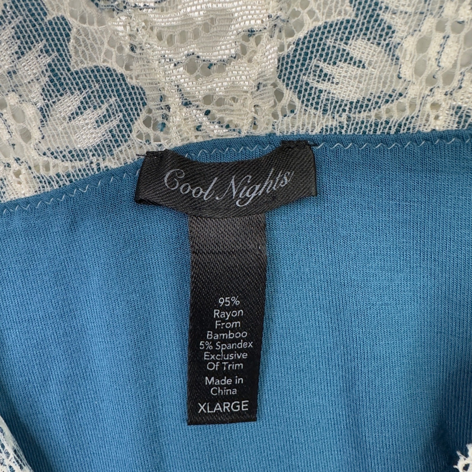 Soma Cool Nights Nightgown XL Teal Bamboo Lace Trim Romantic Feminine Sleepwear