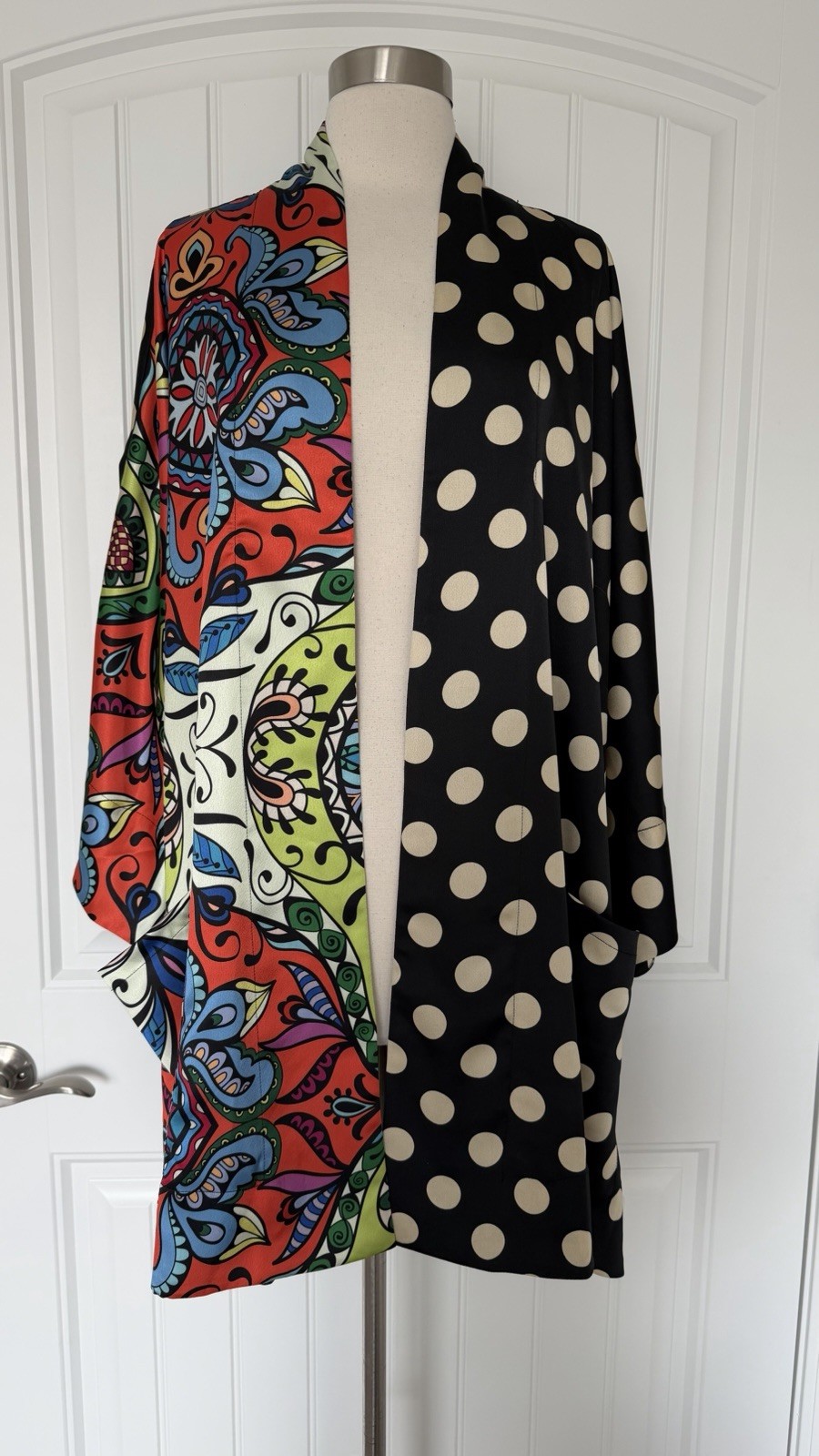 ALEMBIKA OPEN FRONT POLKA DOT MULTI COLOR OPEN FRONT KIMONO TOP JACKET SIZE 2X