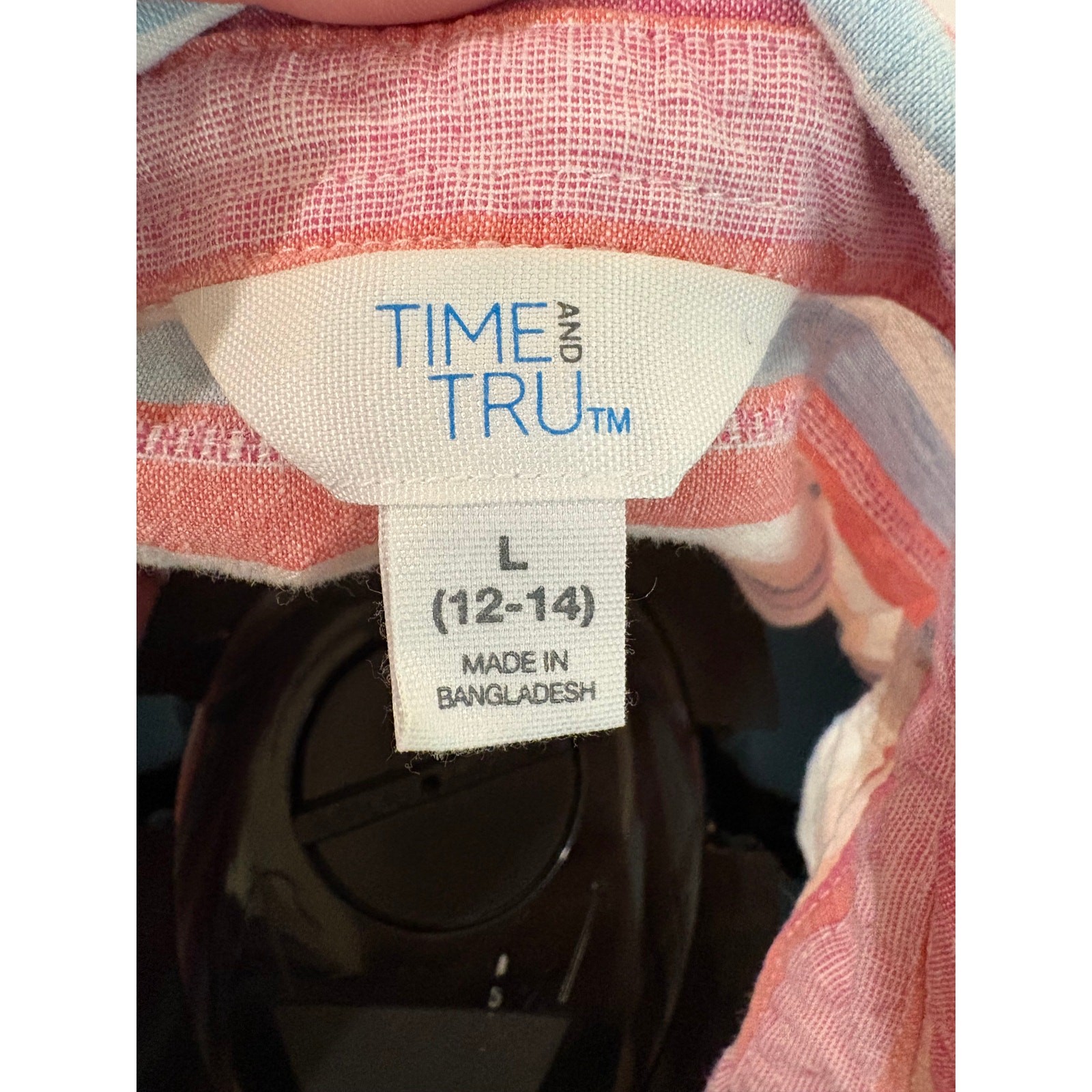 Women’s Size L Linen Blend Button Down Shirt with Pastel Stripes